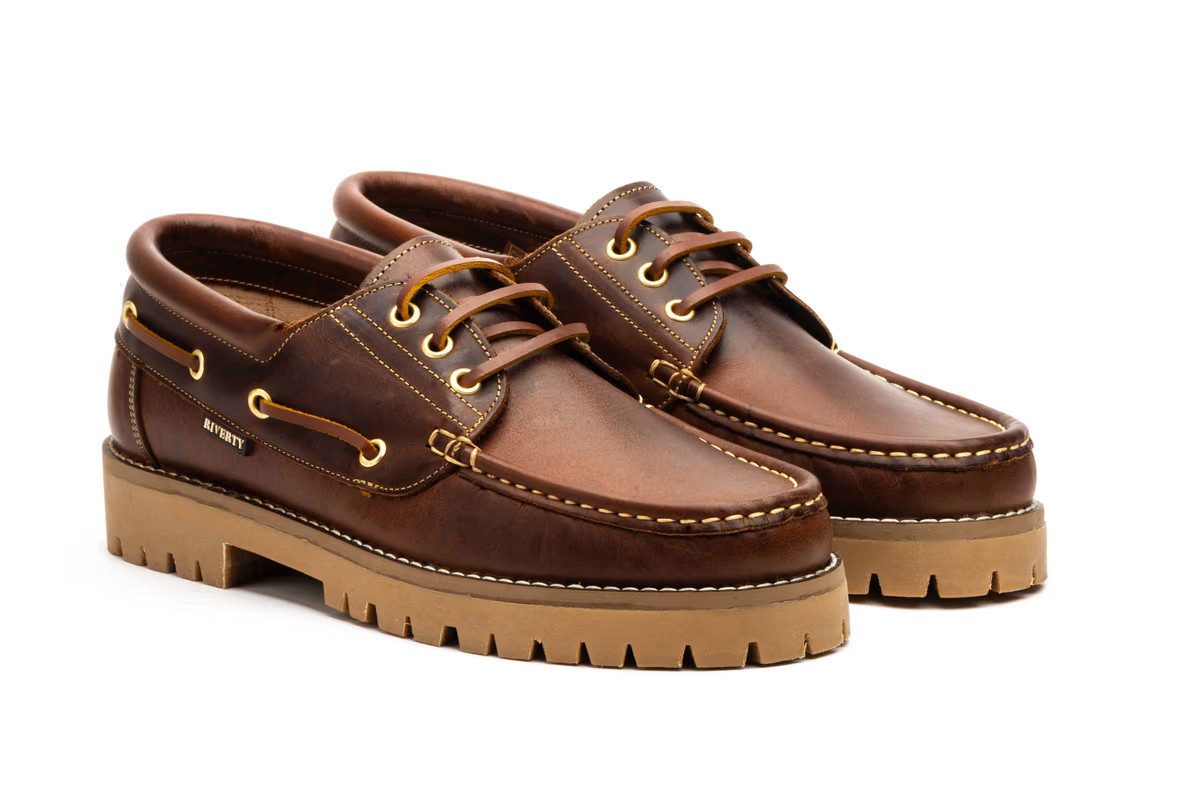 Riverty Authentic Classic Herren Bootschuh, Leder Braun Bootsschuh