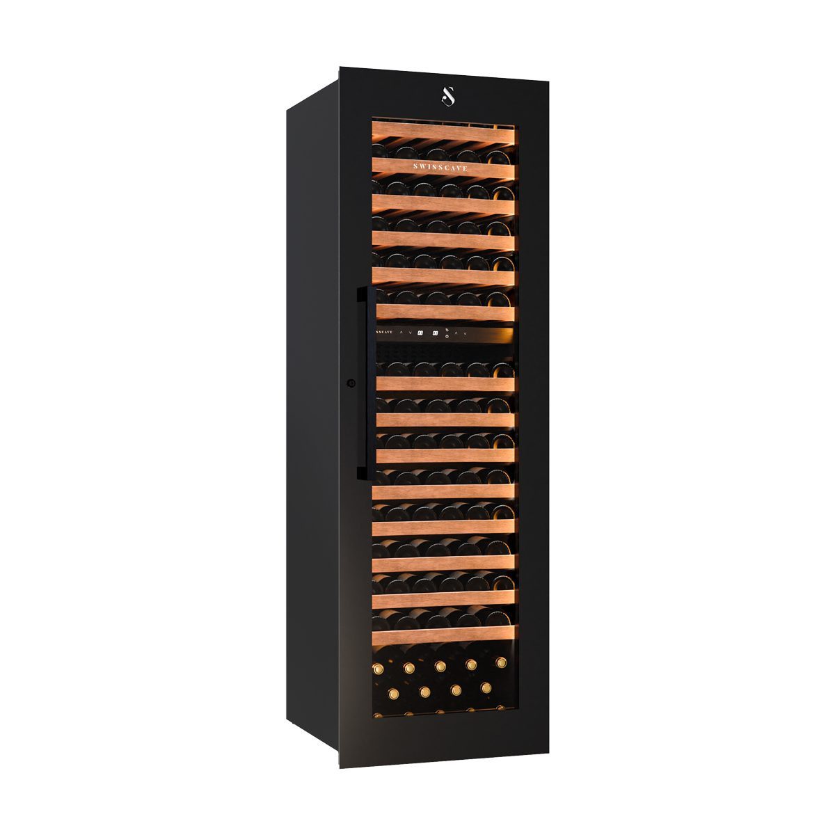 Swisscave Einbauweinkühlschrank WIB-178DF. 2-Zonen, 178 cm, 94 Flaschen, 5 Jahre Garantie, für 94 Standardflaschen á 0,75l,UV-abweisende Dreifachverglasung, leise Ventilatortechnologie