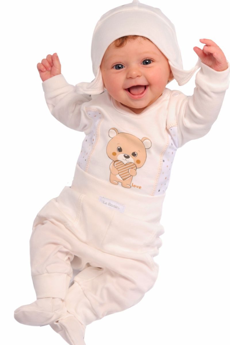 Body & Hose Langarmbody Schlupfhose und Mütze 3Tlg. Baby Anzug für Neugeborene