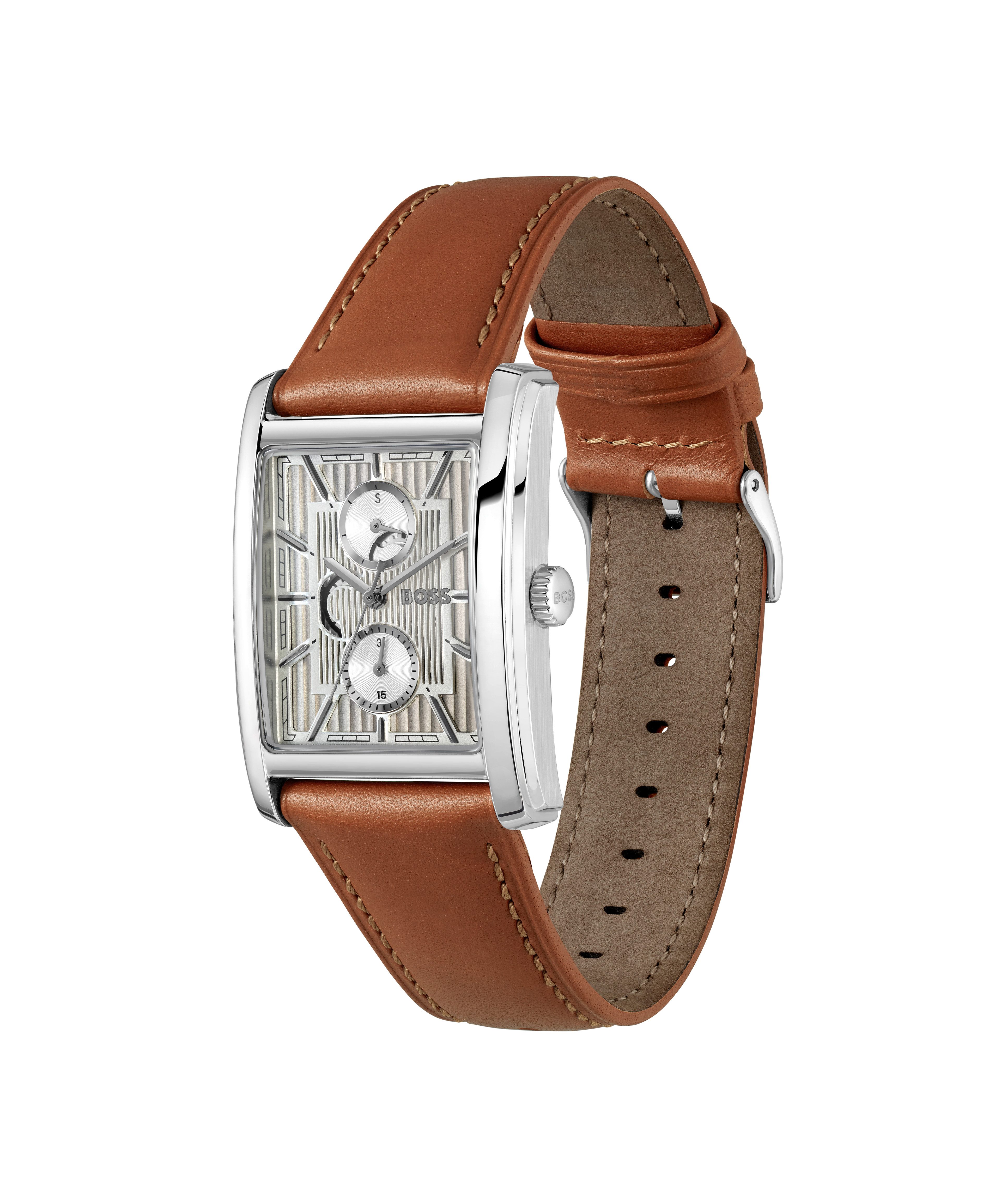 BOSS Multifunktionsuhr PRINCIPLE DRESS MULTI 1514316, Quarzuhr, Armbanduhr, Herrenuhr, Lederarmband, analog