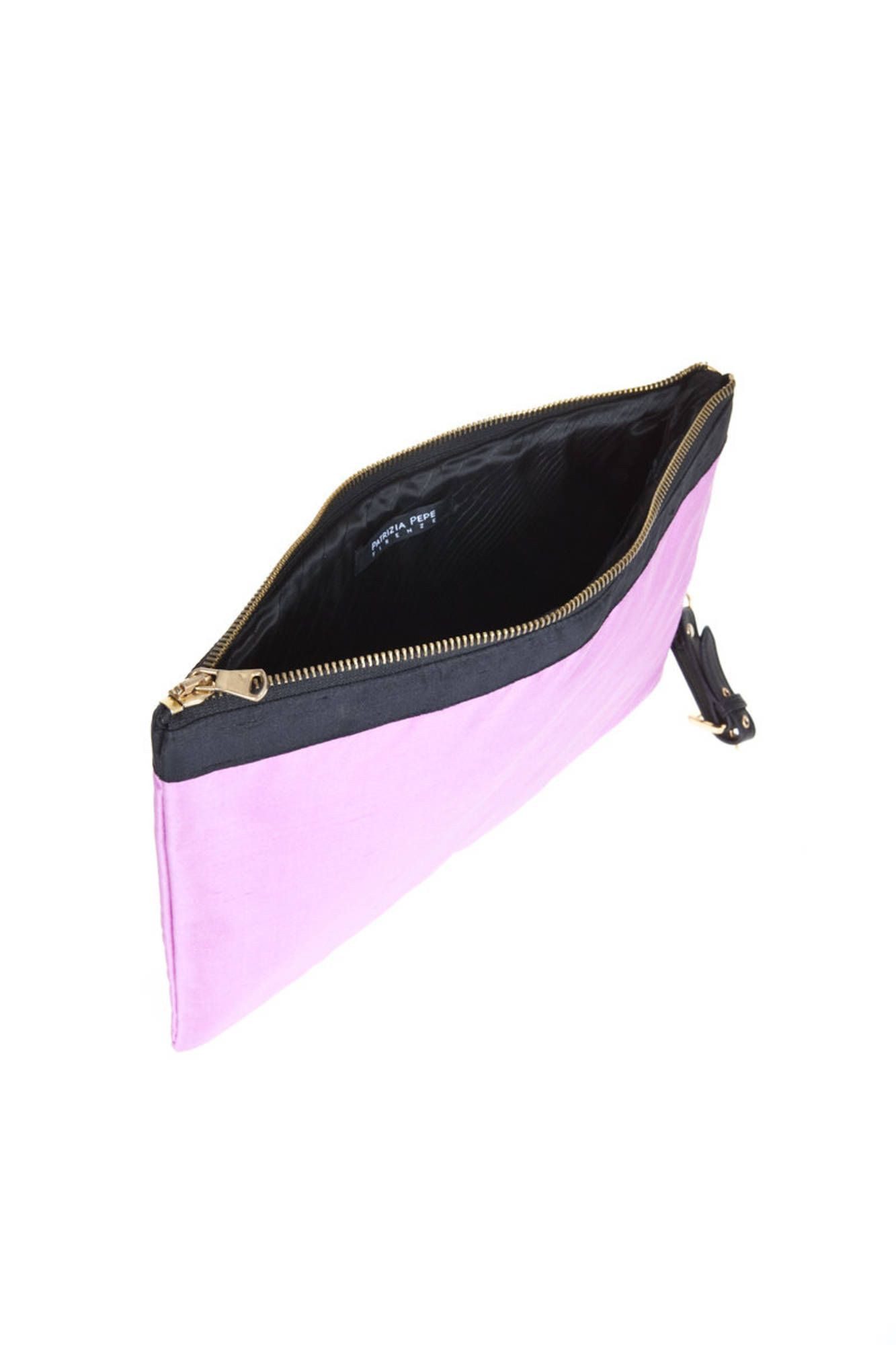 Patrizia Pepe Umhängetasche, Damen-Clutch in Lila mit Reißverschluss und elegantem Logo-Design