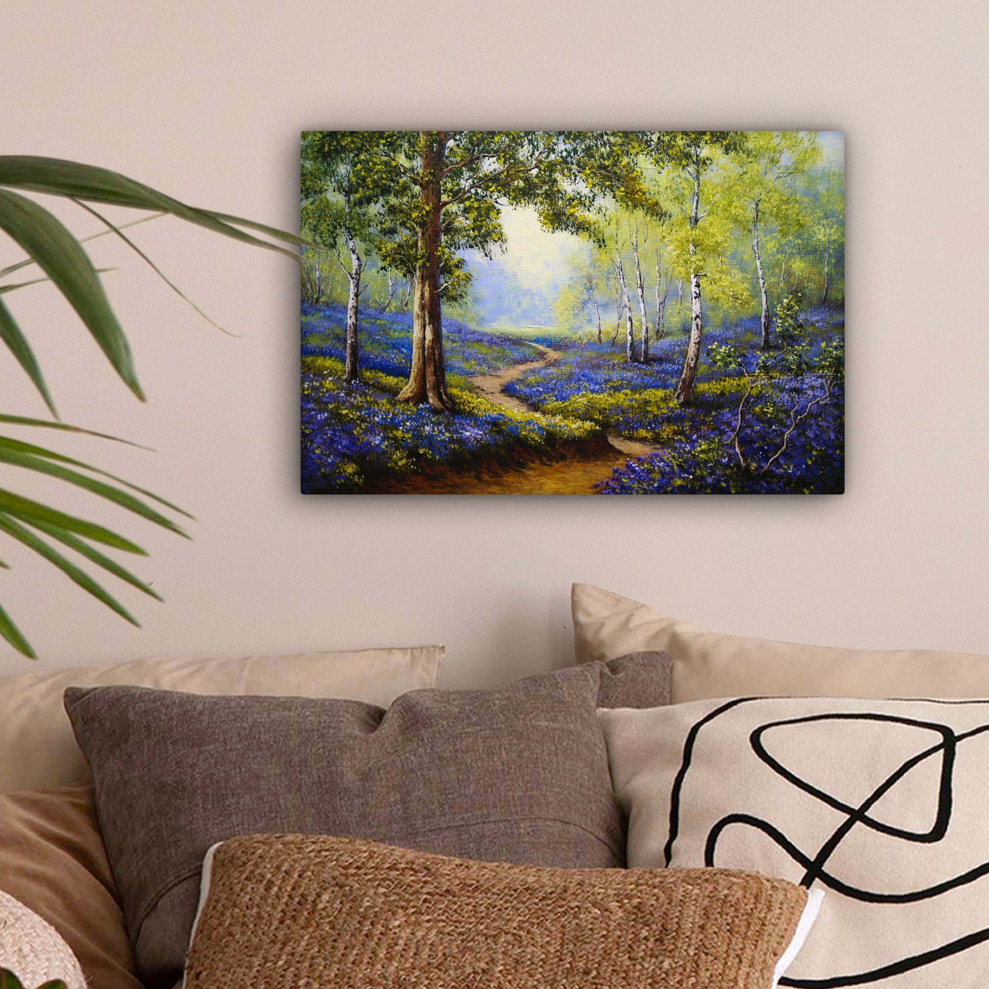 OneMillionCanvasses® Leinwandbild Kunstdrucke - Natur - Wald - Blumen - Ölf günstig online kaufen