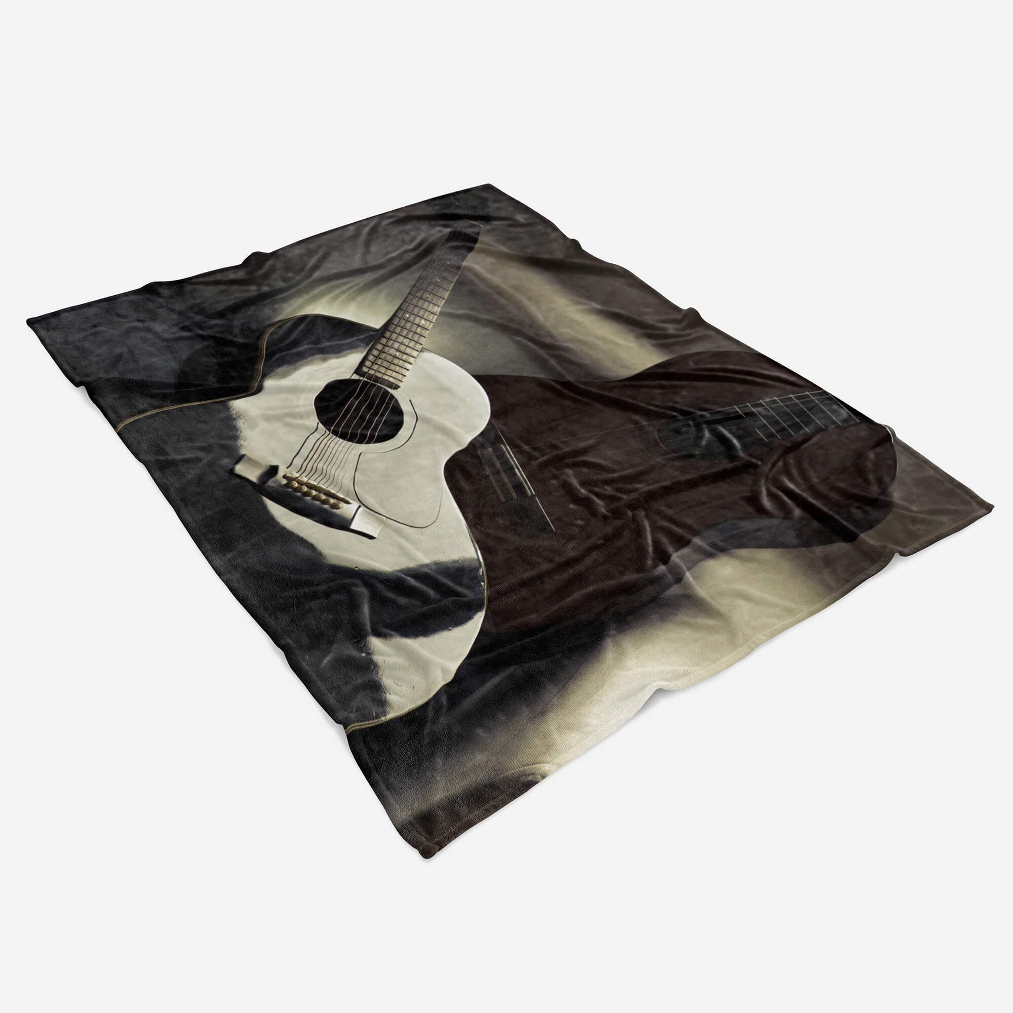 mit Handtuch Saunatuch Strandhandtuch Baumwolle-Polyester-Mix Art Gitarren Kuscheldecke Handtücher Kun, Musik Sinus (1-St), Handtuch Fotomotiv