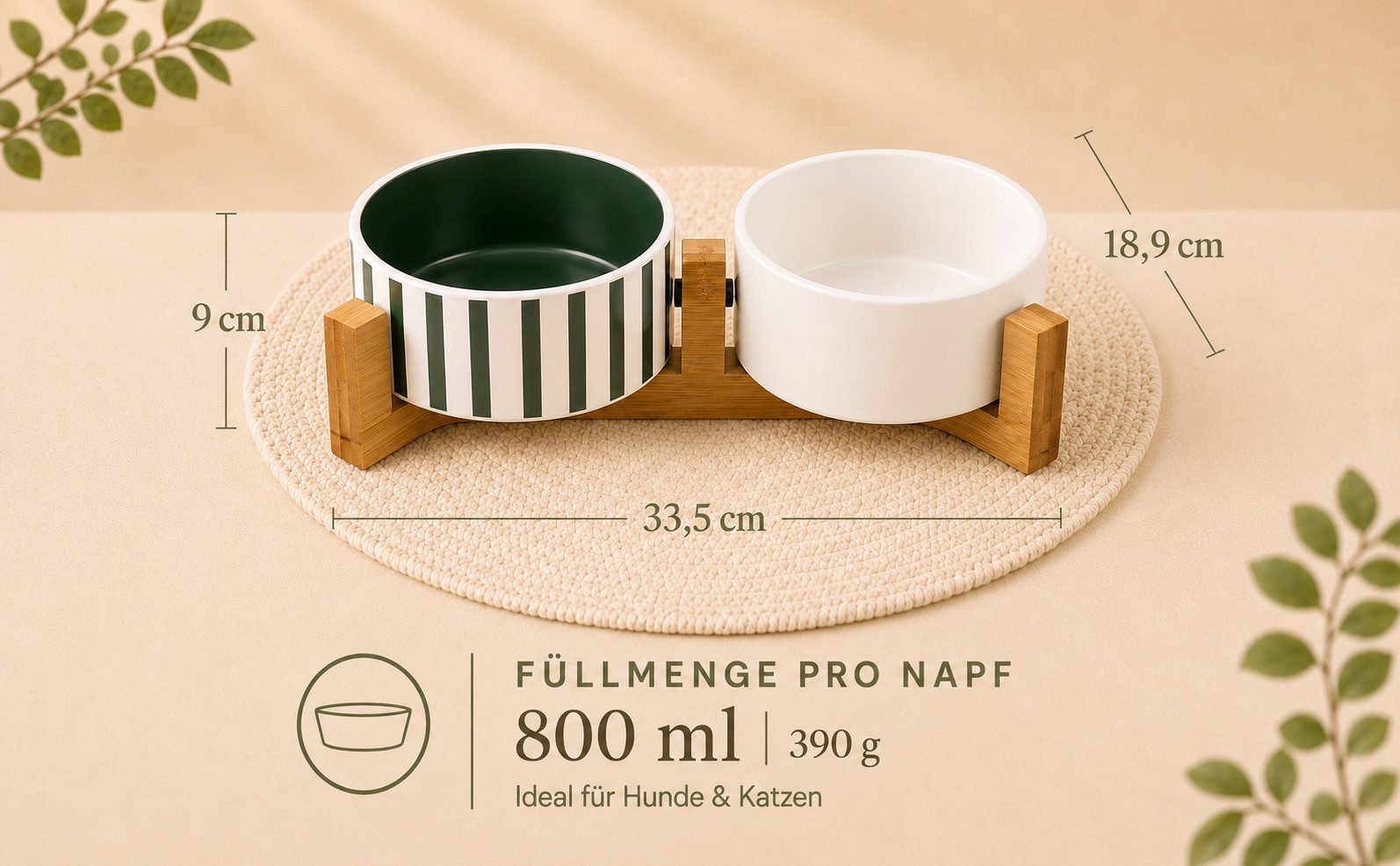 SNOEKIE Futternapf SNOEKIE Hundenapf set, Keramik, für Hunde 10–30 kg, Klapperfrei, Keramik, Ergonomisches Design