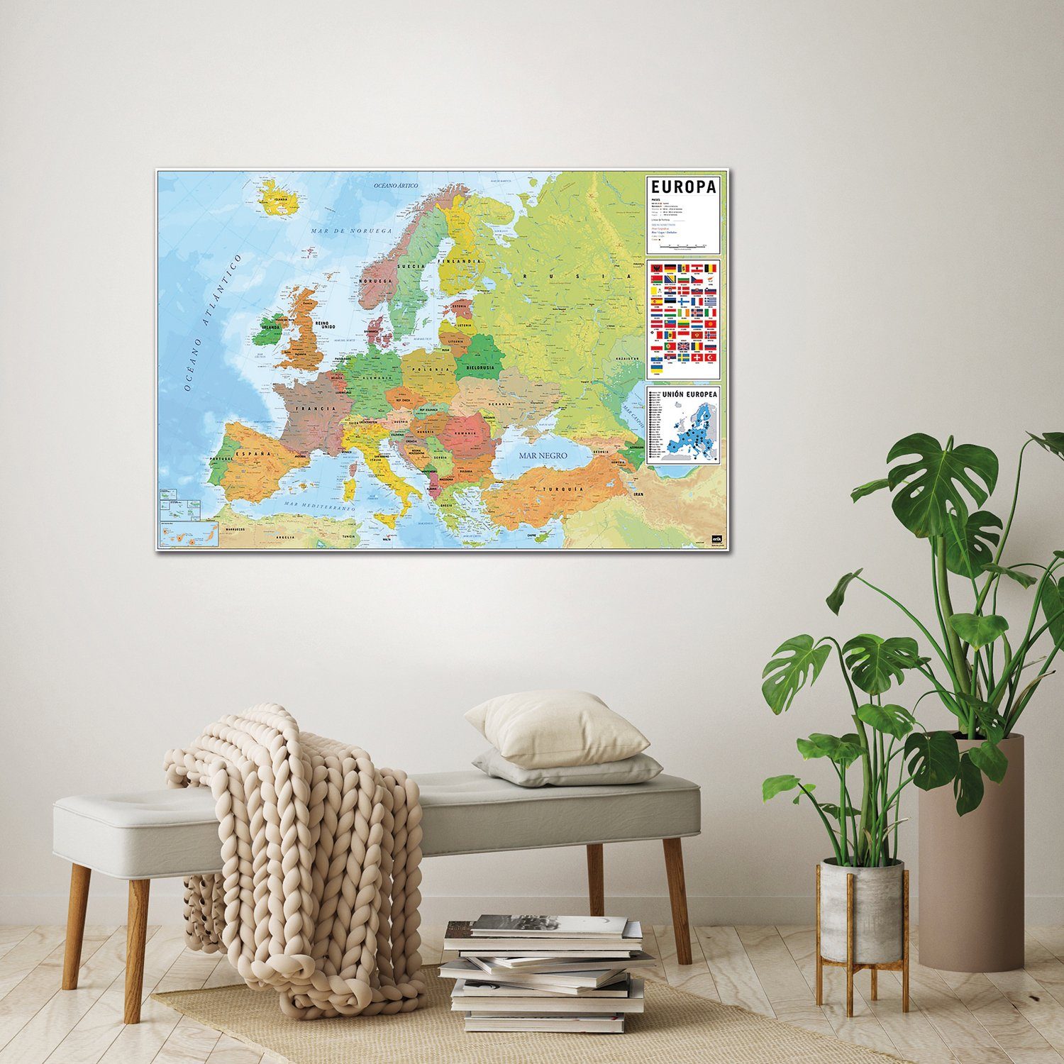 Grupo Erik Poster Europakarte Poster Flaggen mit spanischen Beschriftungen