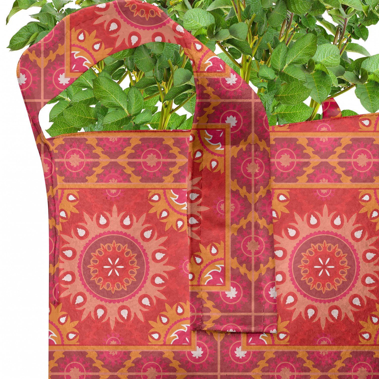 für Griffen Abakuhaus Mandala mit Pflanzen, Red Pflanzkübel hochleistungsfähig Fliese Stofftöpfe