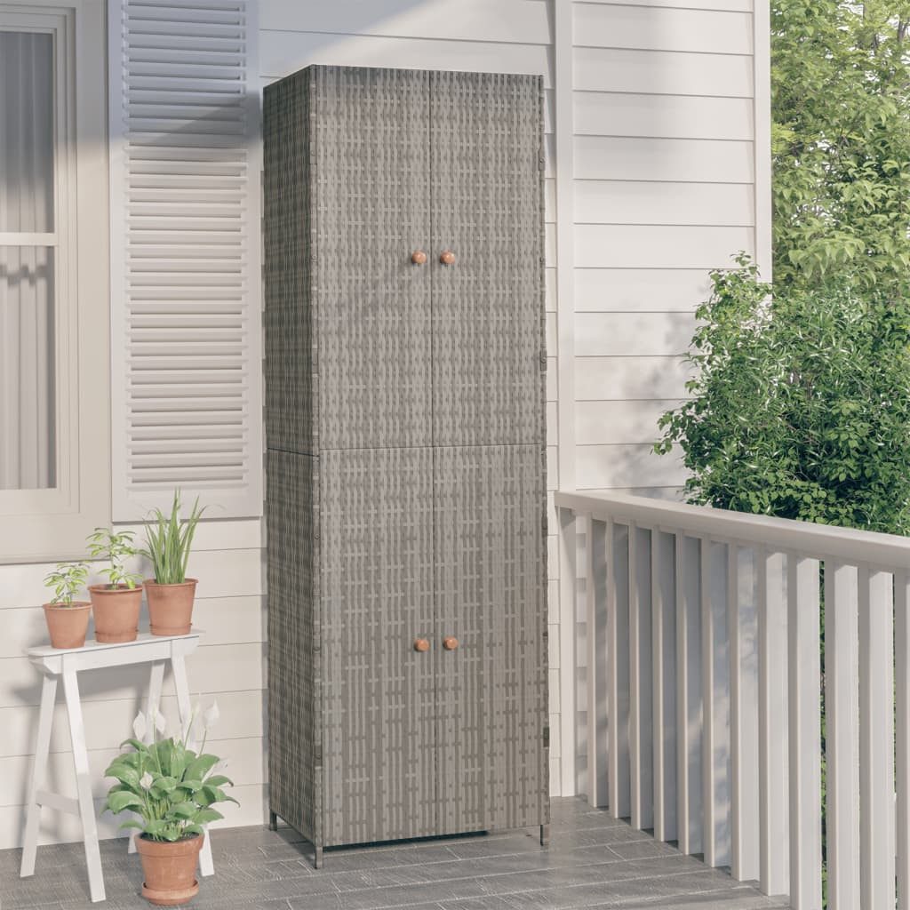 vidaXL Garten-Geräteschrank NA Gartenschrank Grau 59x40x180 cm Polyrattan Terrasse Balkon Verstaue