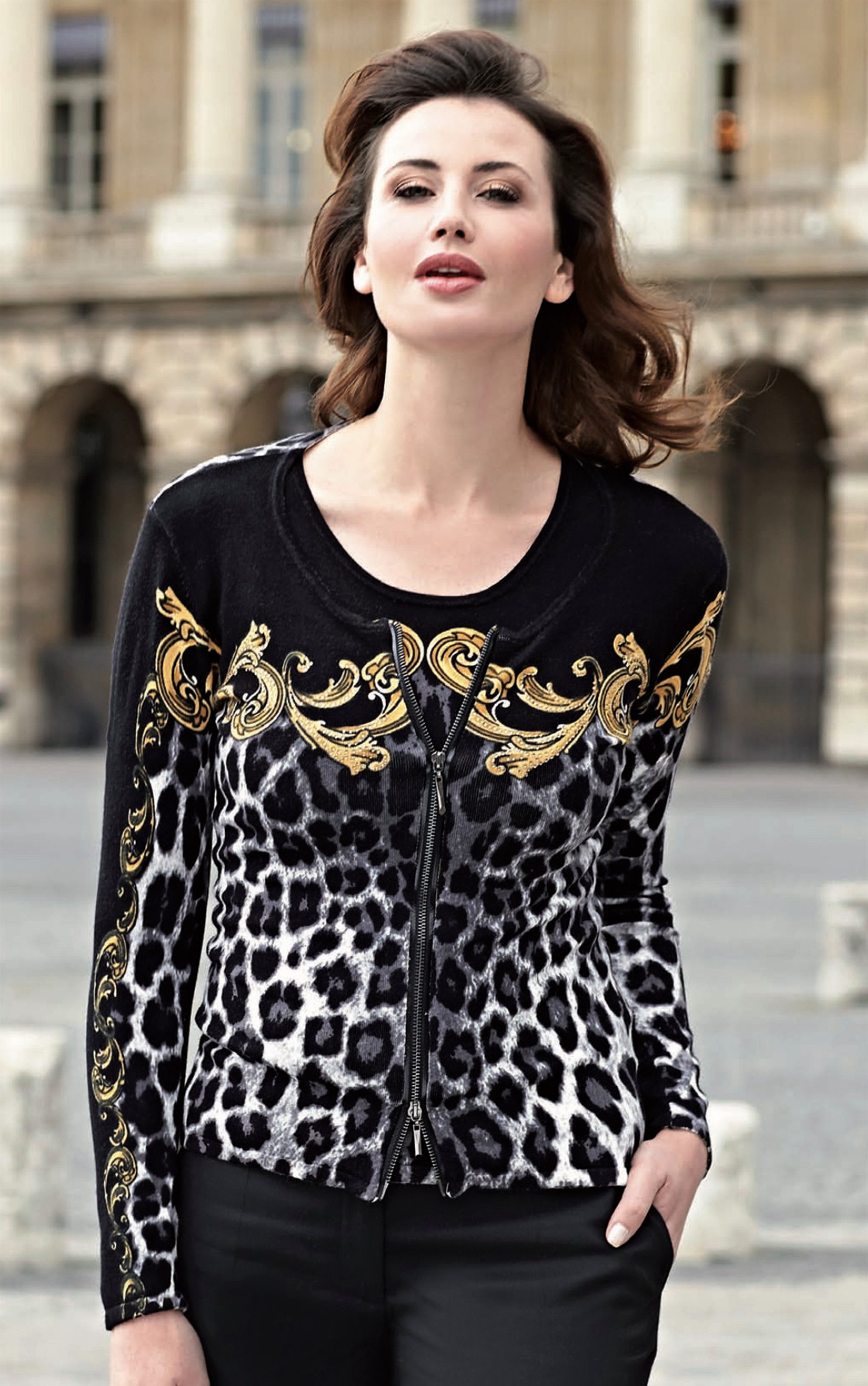 Passioni Cardigan Twinset mit Leopardenmuster, mit günstig online kaufen