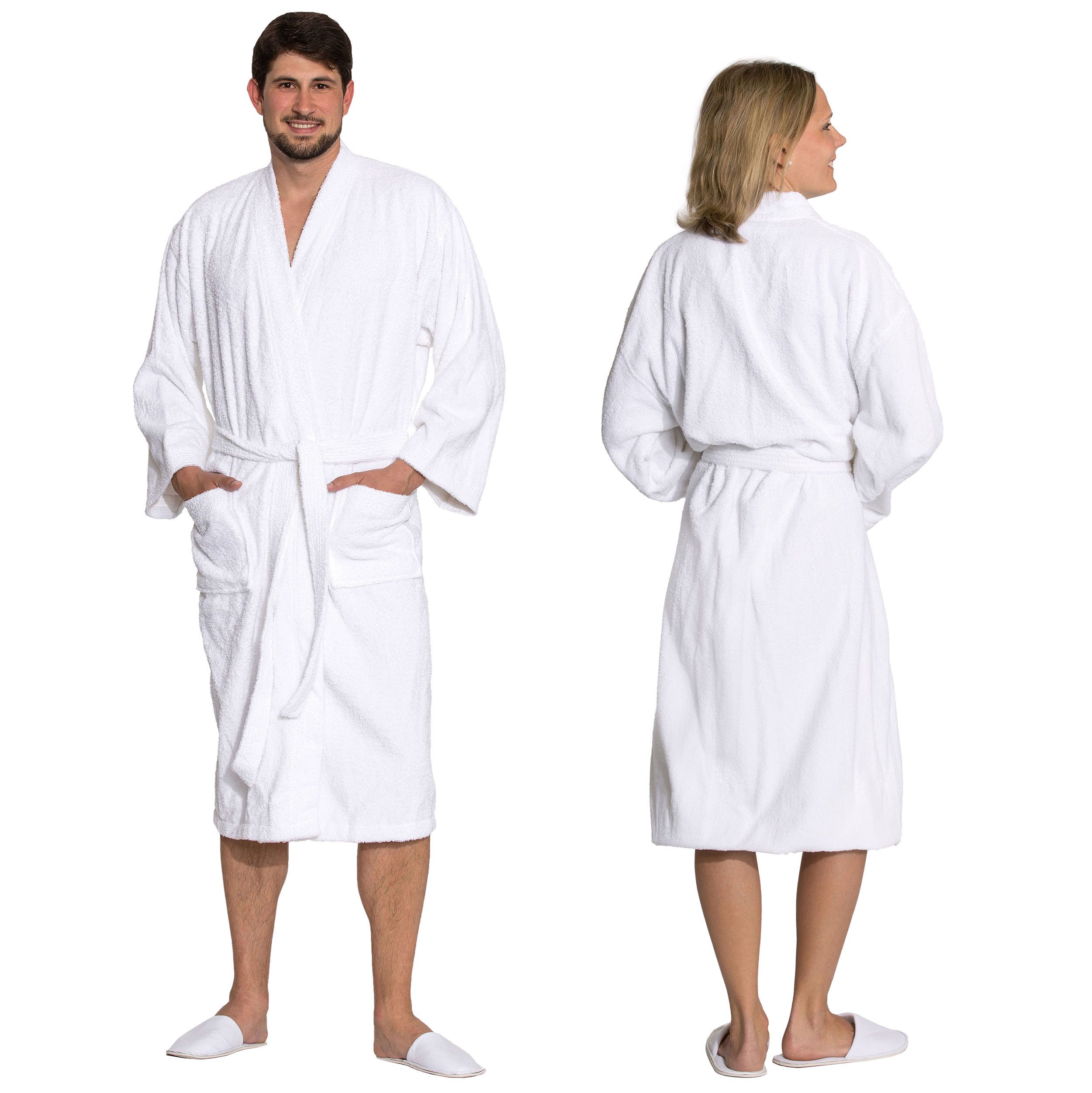 ZOLLNER Unisex-Bademantel, 100% Baumwolle, Kimono-Kragen, Gürtel, günstig online kaufen