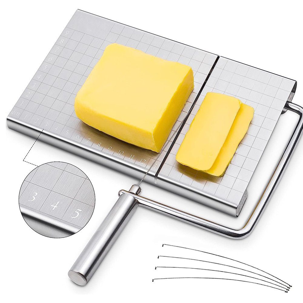 GLIESE Gitterlinien) (Set, klaren mit Edelstahl- Maßstab-Platte, Käsehobel Edelstahl, Käsereibe mit Käsehobel