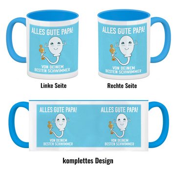 speecheese Tasse Alles gute Papa von {deinem besten Schwimmer} Kaffeebecher Hellblau