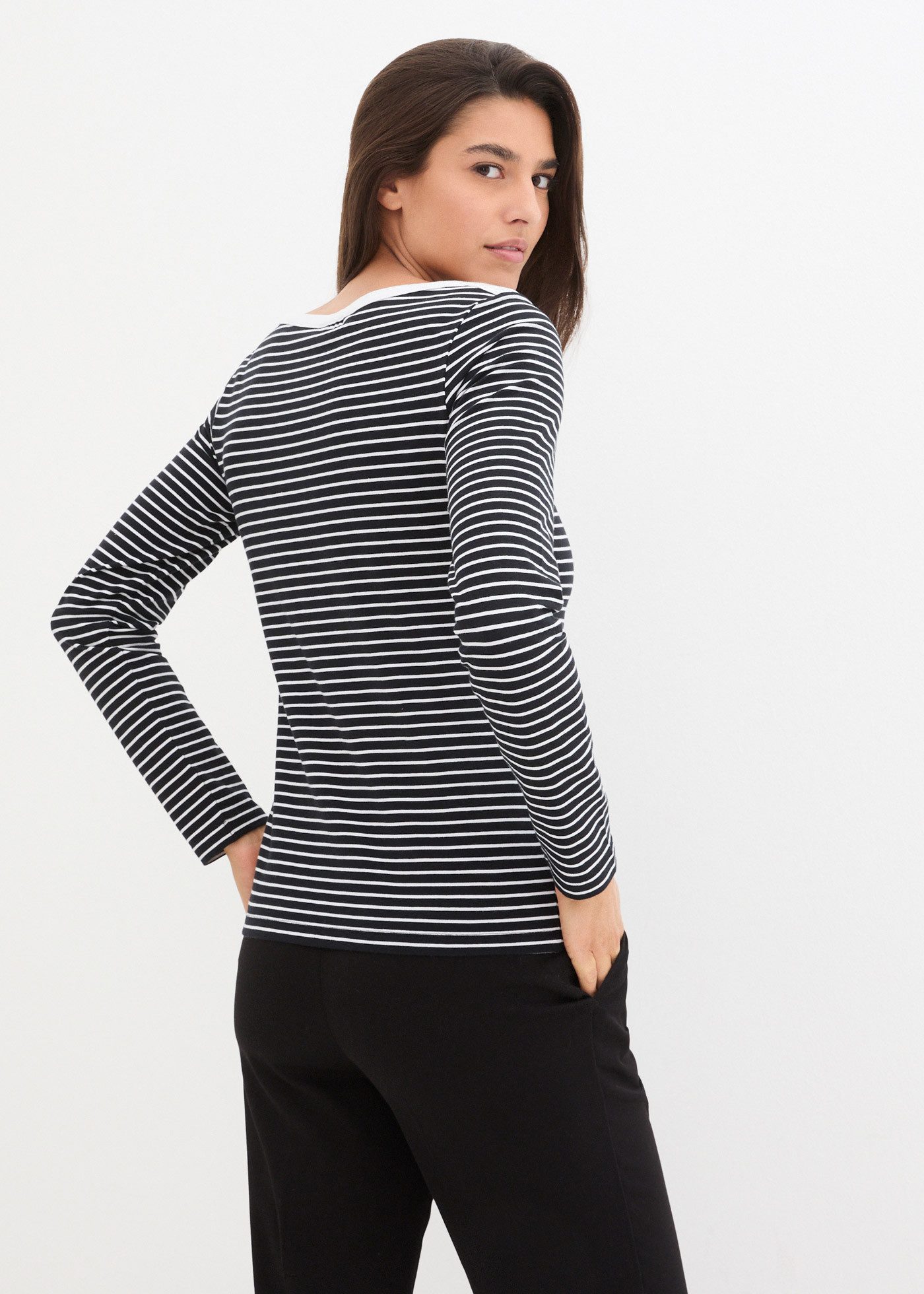 bonprix Langarmshirt Slim fit Passform, mit gestreiftem Muster, ohne Versch günstig online kaufen
