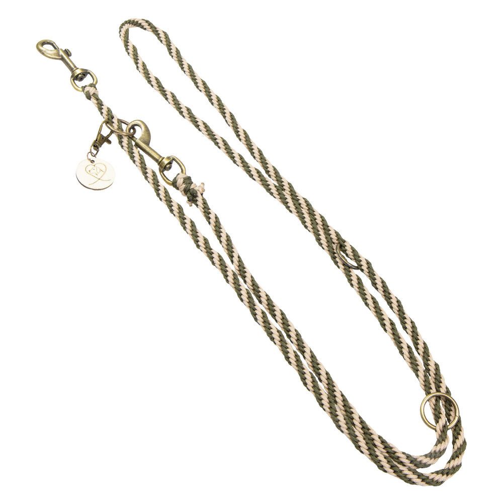 Trendfährte Führleine Schecker Hundeleine Paracord - 3-fach verstellbar, Paracord, Messing (Packung, 1-tlg), Liebevolle Handarbeit aus Ostfriesland