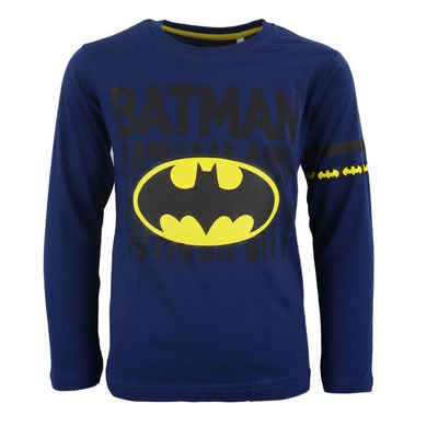 DC Comics Langarmshirt Batman Jungen Shirt Gr. 134 bis 164, Blau oder Grau