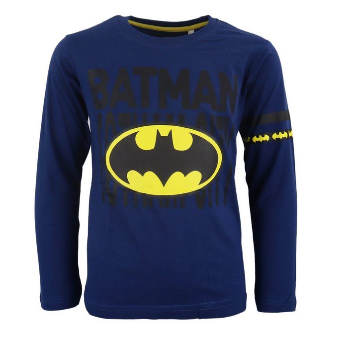 DC Comics Langarmshirt Batman Jungen Shirt Gr. 134 bis 164 Blau oder Grau