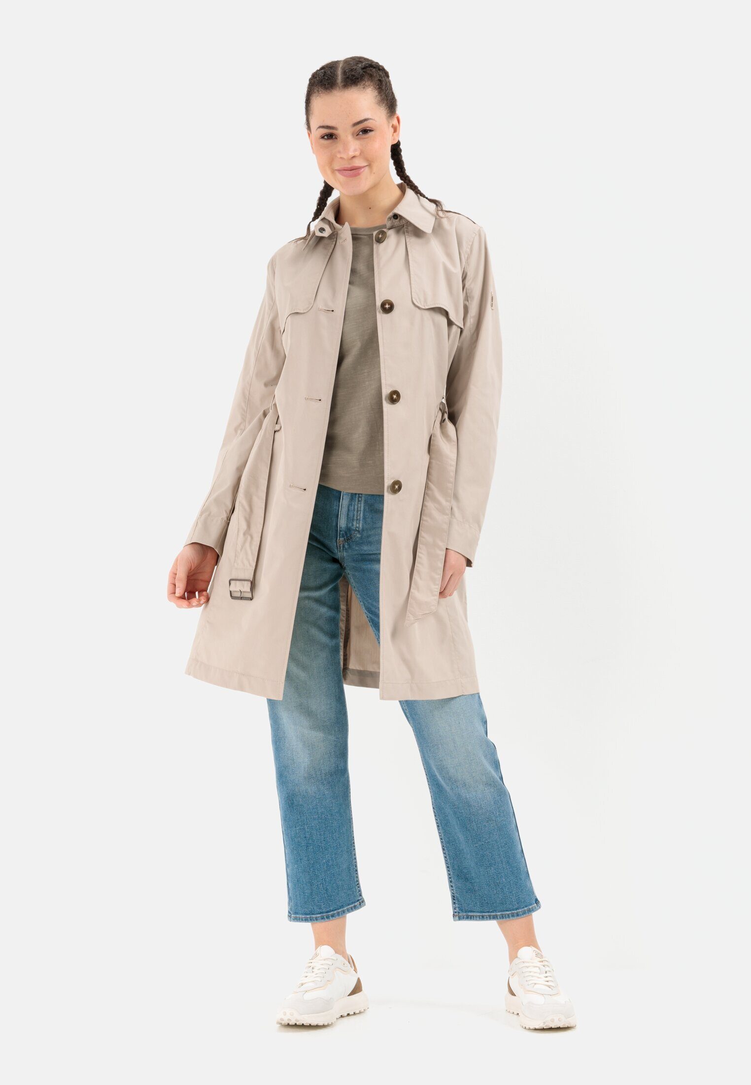 camel active Trenchcoat aus einem Baumwollmix Langarm (1-tlg)
