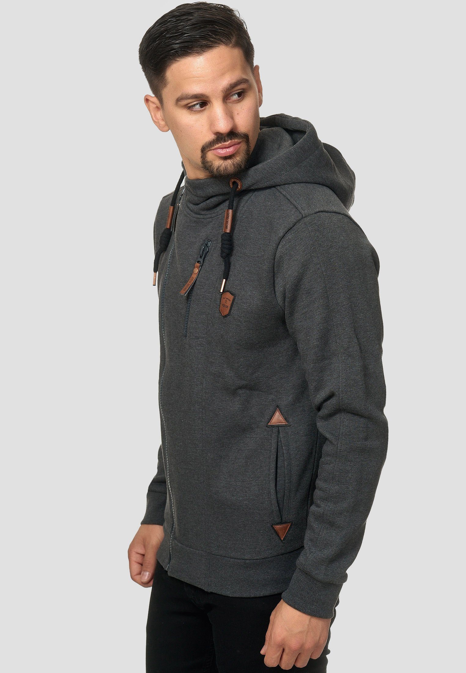 Indicode Elm Mix Sweatjacke Charcoal