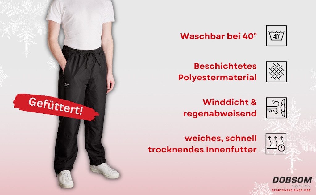 Dobsom Outdoorhose Winter Reha-Hose D/H gefüttert mit durchgehendem Reißverschluss warm auch in Kurzgrößen