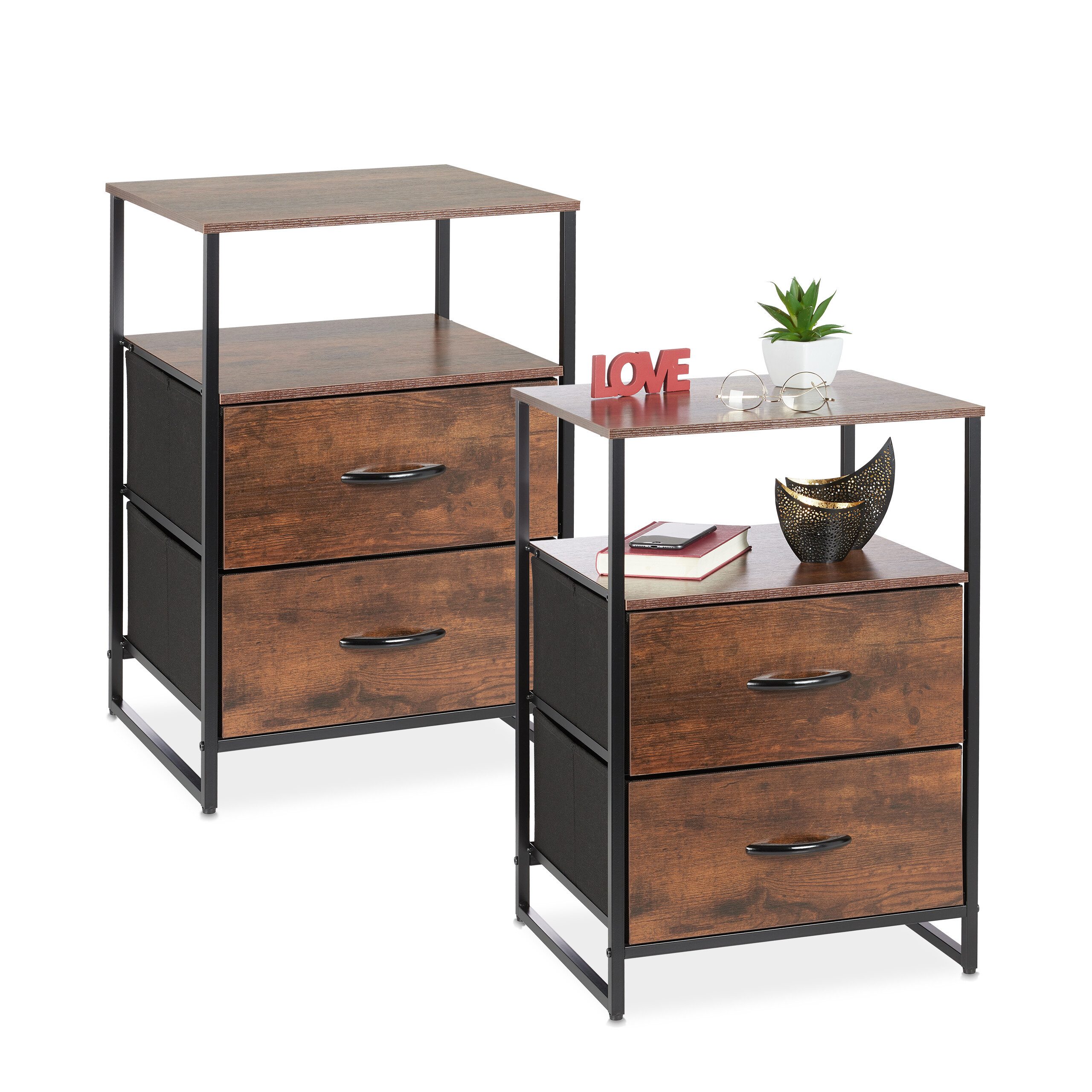 relaxdays Nachttisch Industrial 2er Set (2er günstig online kaufen