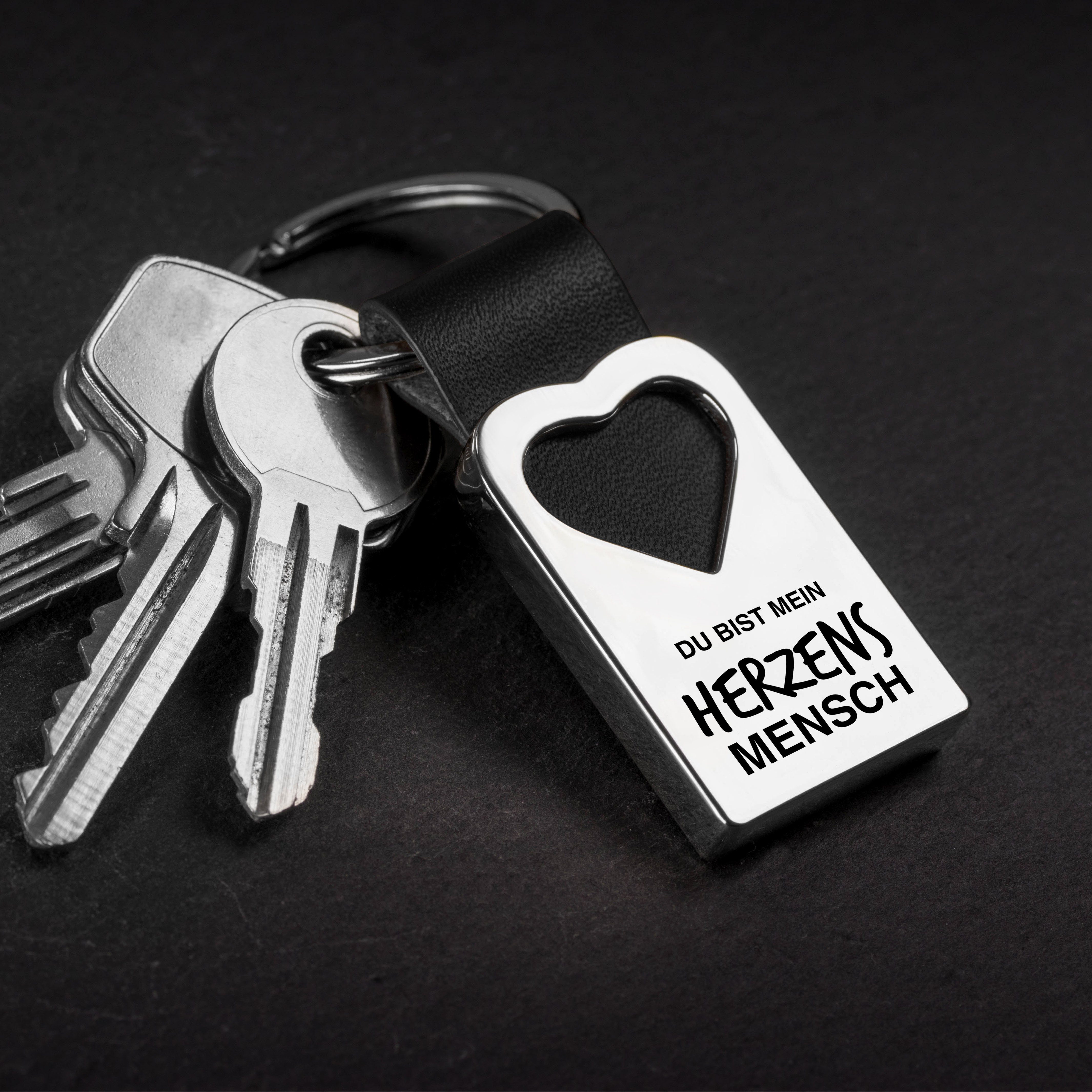 FABACH Schlüsselanhänger Herz Schlüsselanhänger Leder mit Herzensmensch Geschenk Gravur aus 