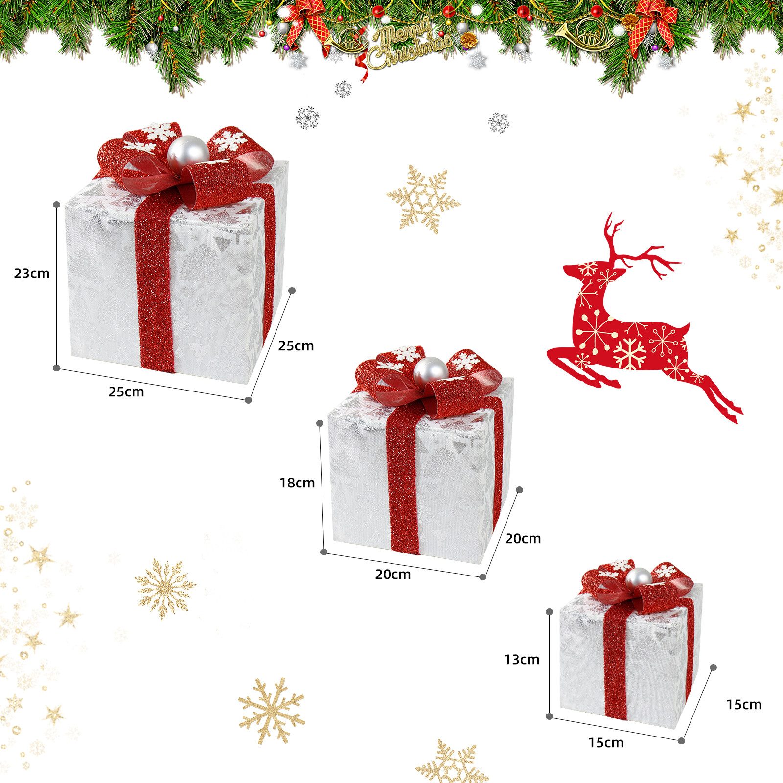 CCLIFE Dekokorb LED Geschenkbox Weihnachten Weihnachtenbox