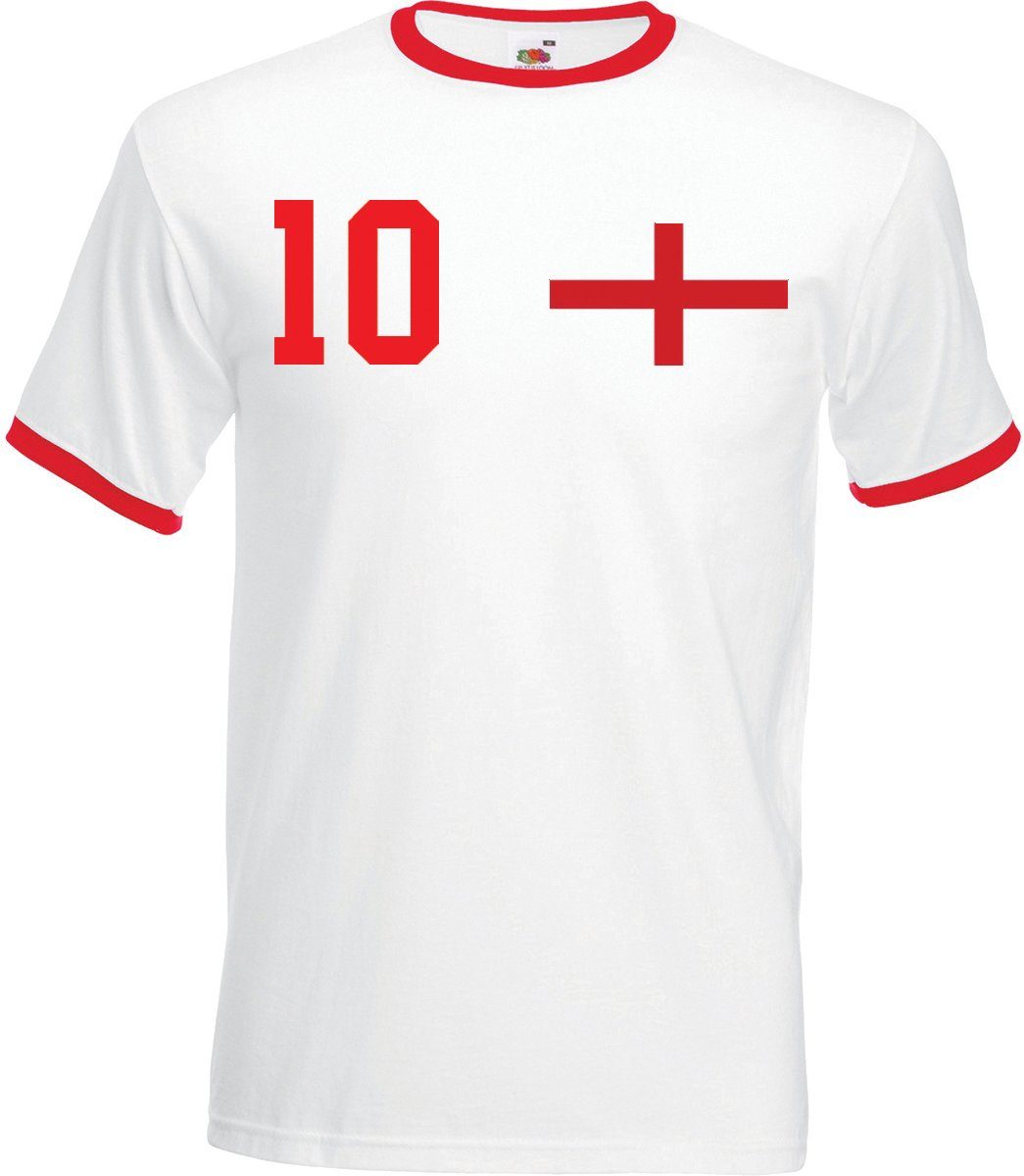 Youth Designz T-Shirt England Herren T-Shirt im Fußball Trikot Look mit trendigem Motiv Rot-Weiß