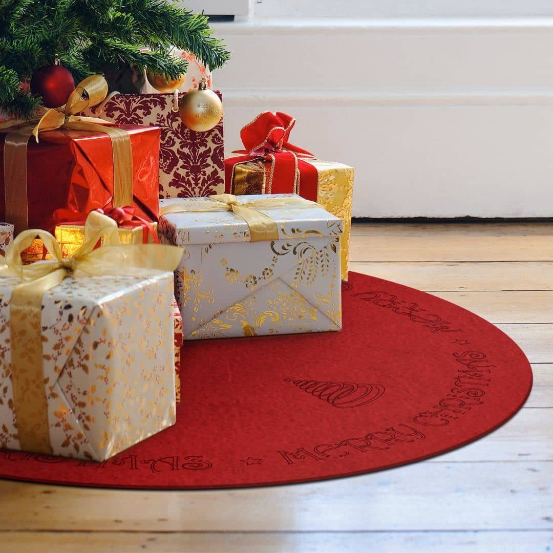 K&L Wall Art Weihnachtsbaumdecke Rote Zimmerpflanzen Rund Ø 99cm Weihnachts günstig online kaufen