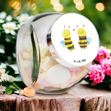 Mr. & Mrs. Panda Vorratsglas XL 2000ml Biene Verliebt - Weiß - Geschenk, Glasdose, Aufbewahrungsdo, Premium Glas, (1-tlg), Stilvoll & Praktisch