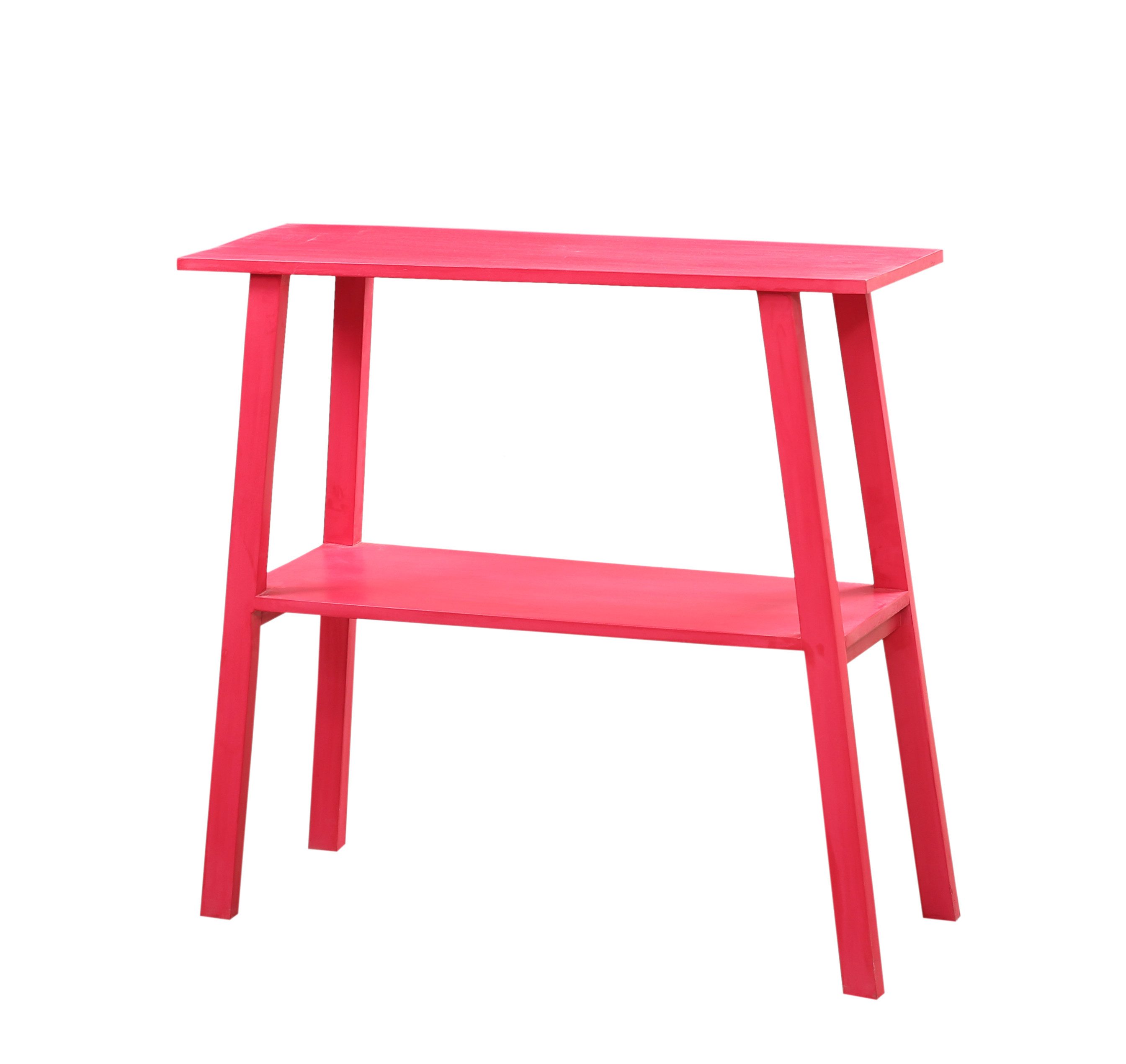 Marrakesch Orient & Mediterran Interior Konsolentisch Boho Konsole Japandi handgefertigt aus Mangoholz in Rot 90 cm im Trend (1-St), Handarbeit
