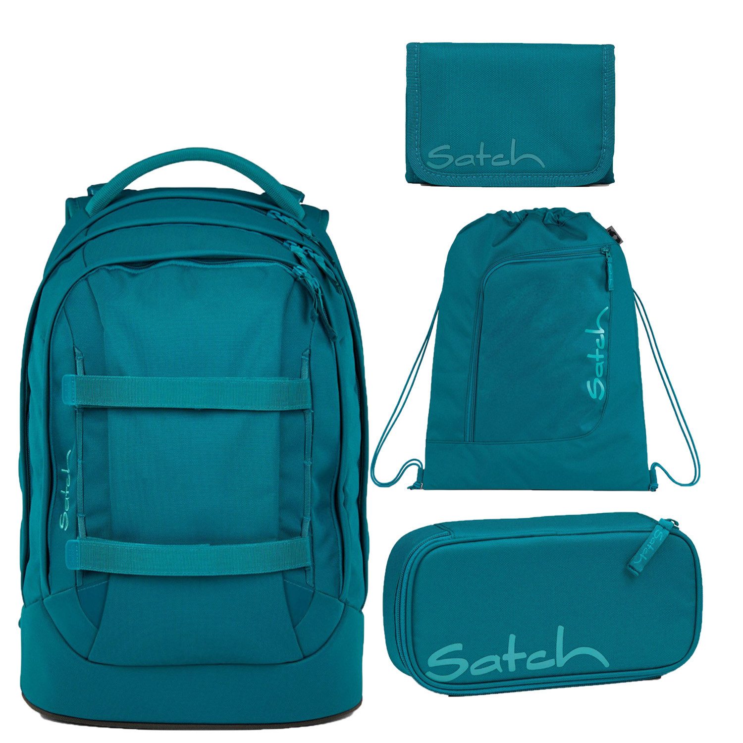 Satch Schulrucksack Satch Pack Deep Petrol Schulrucksack Set 4tlg