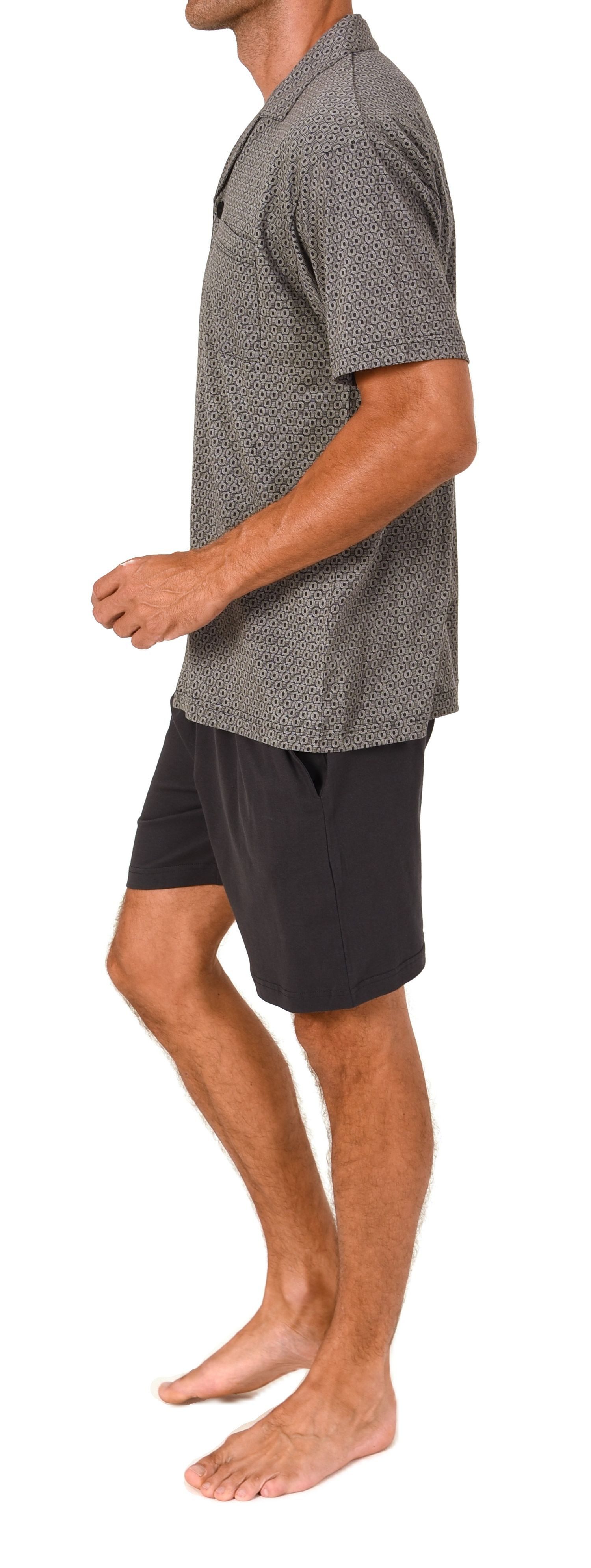 Normann Pyjama Herren kurzarm Schlafanzug Shorty Pyjama zum durchknöpfen – Bild 3 von 5