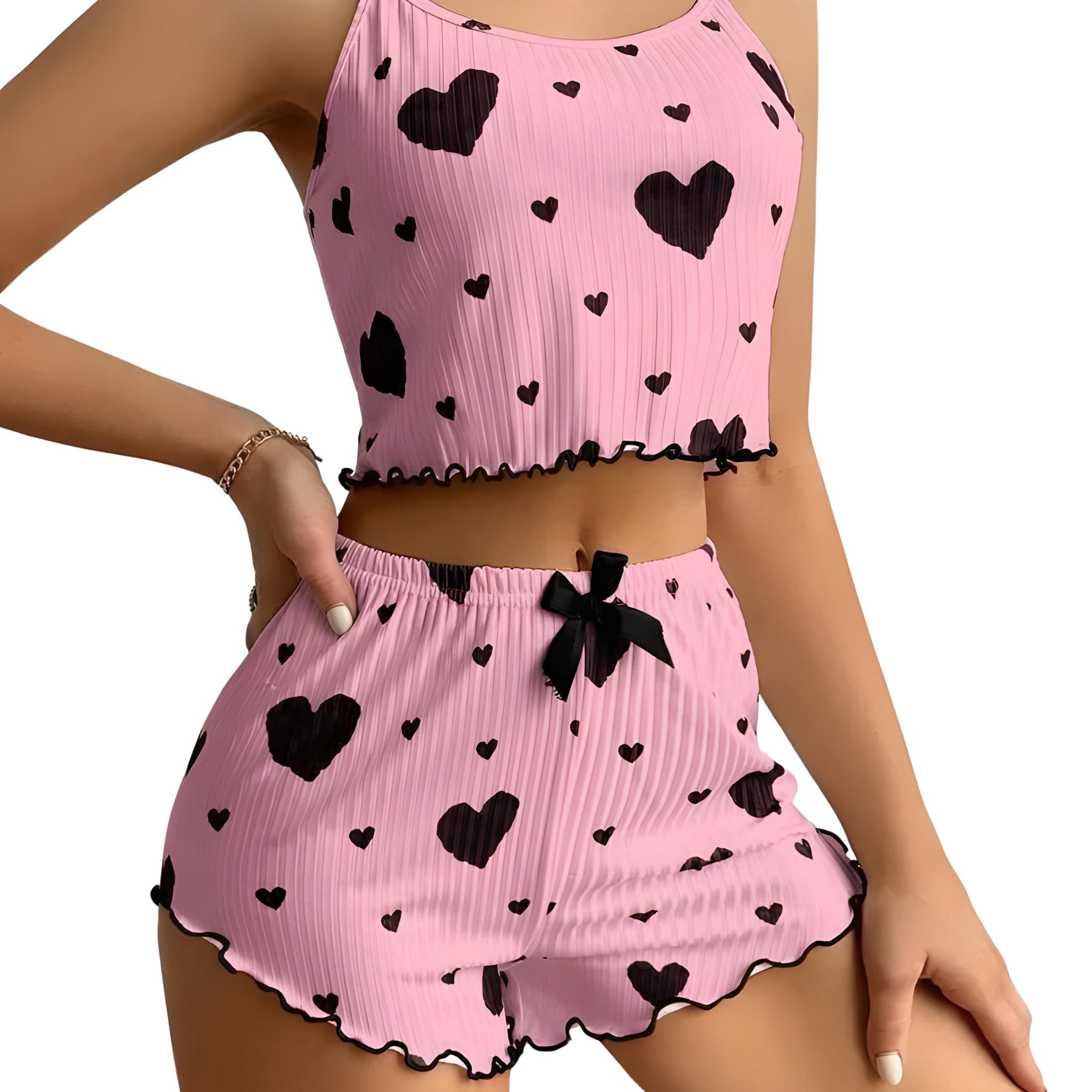 Norvéa Home Pyjama Zweiteiliger Damen Pyjama mit Herzmuster – Soft & figurb günstig online kaufen