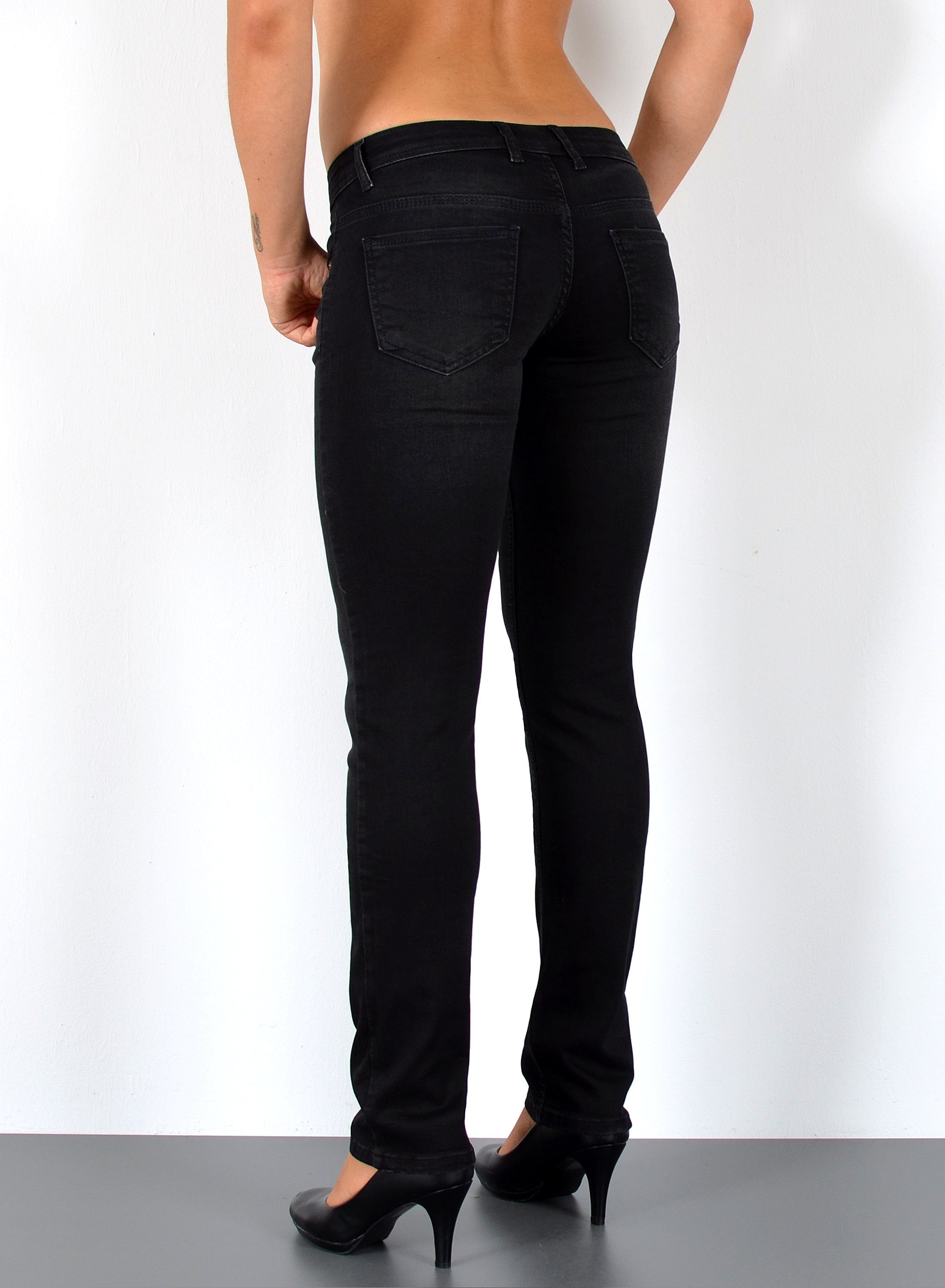 ESRA Straight-Jeans Low Waist Damen Jeans Straight Fit niedrige Leibhöhe Stretch-Jeans G9 Jeans Damen Straight Fit Gerade Schnitt Jeans Tief-Bund Hüftjeans