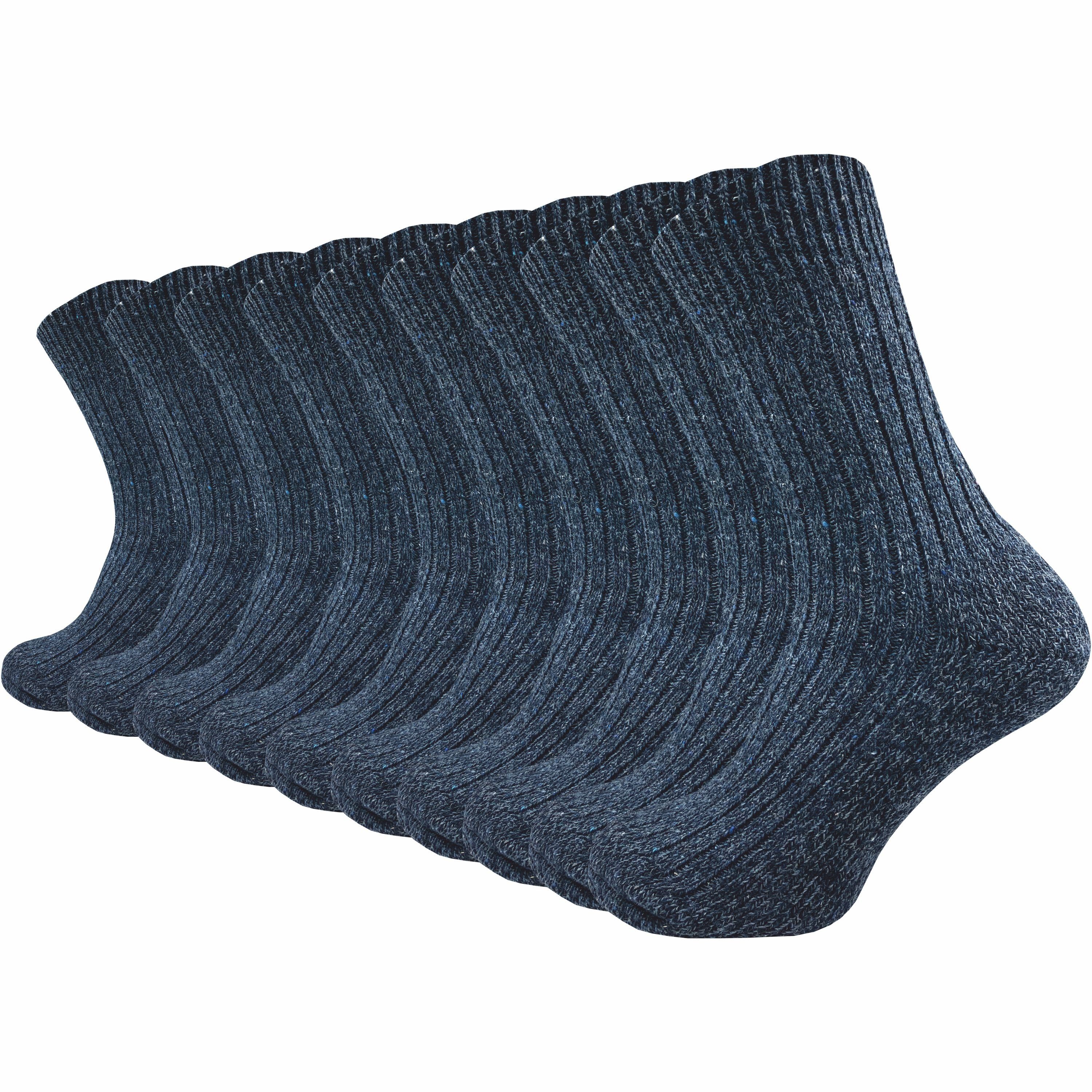 GAWILO Norwegersocken für warme Füße aus 70% Wolle - Thermosocke für Herren (10 Paar) Dickes Fersenpolster und Plüschsohle - Wintersocken gegen kalte Füße blau