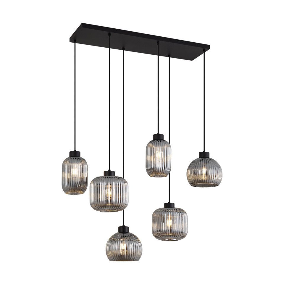 Qazqa Pendelleuchte Ana, ohne Leuchtmittel, Warmweiß, QAZQA Hängeleuchte, e27, Schwarz, Stahl, Design