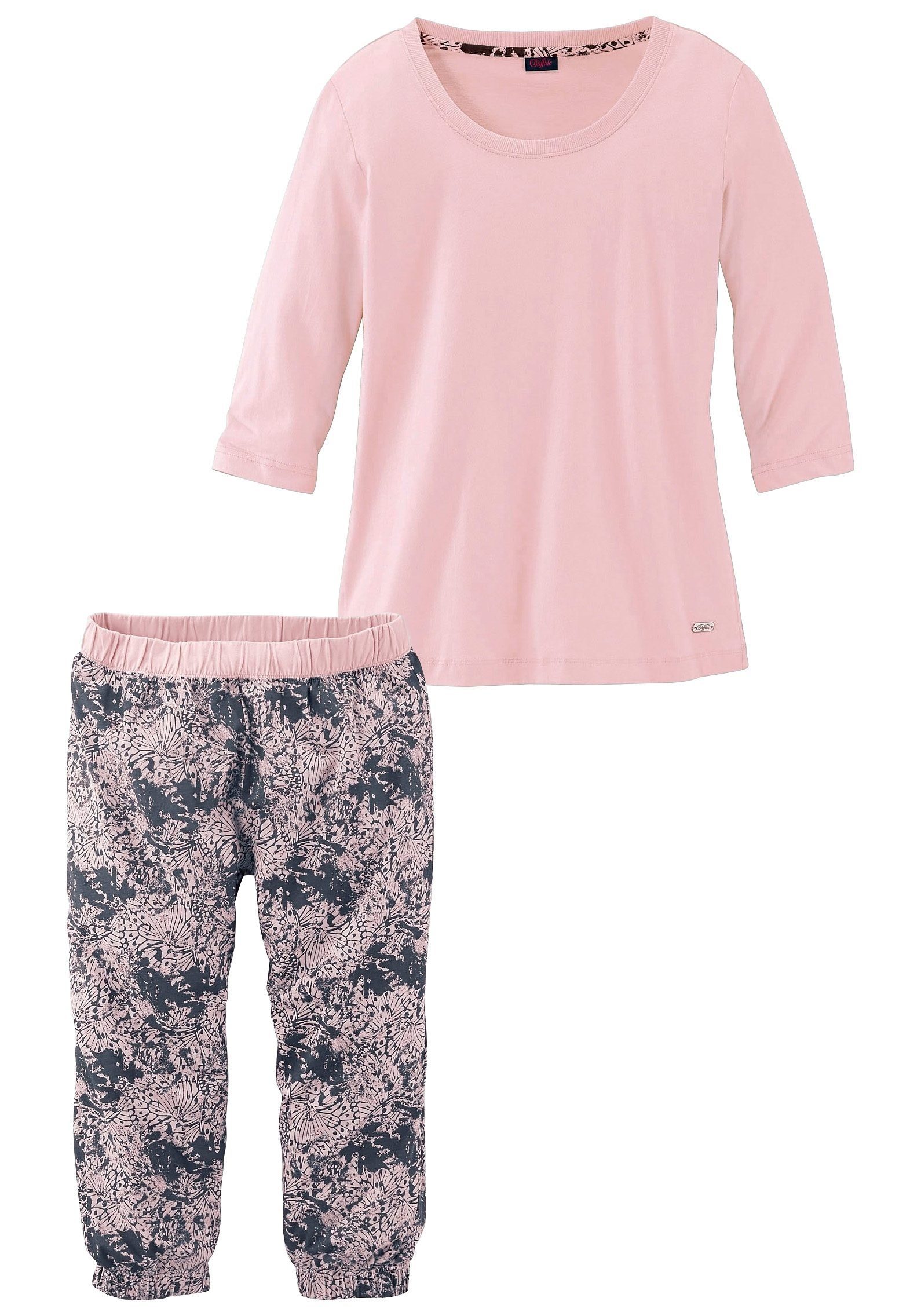 gemusterter Stück) rosa-gemustert Buffalo Capri-Pyjama tlg., mit 1 (2 Hose