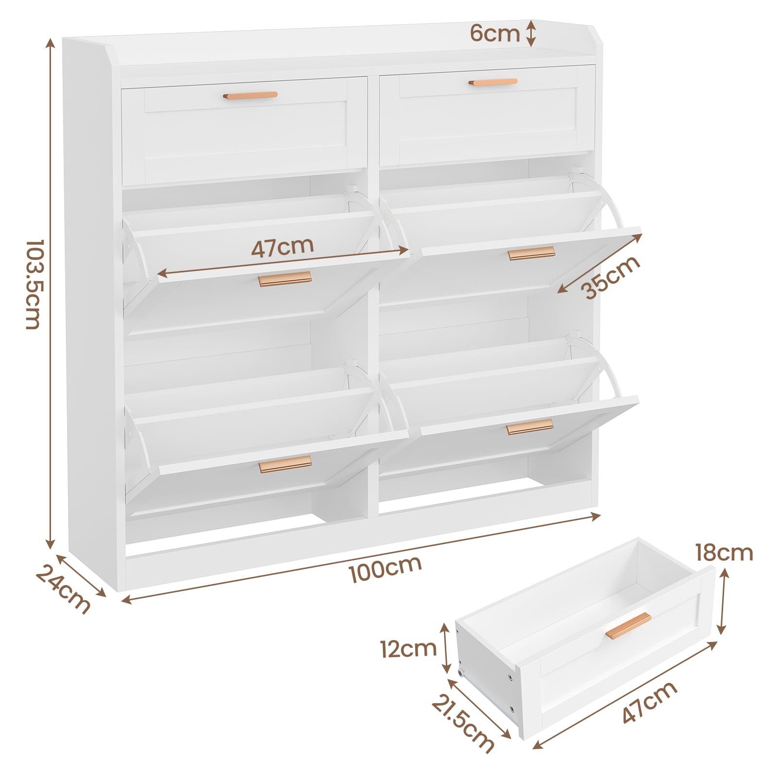 MSMASK Schuhschrank mit 4 Klappen, Einstellbarer Schuhregal, 24 x 100 x 103 günstig online kaufen