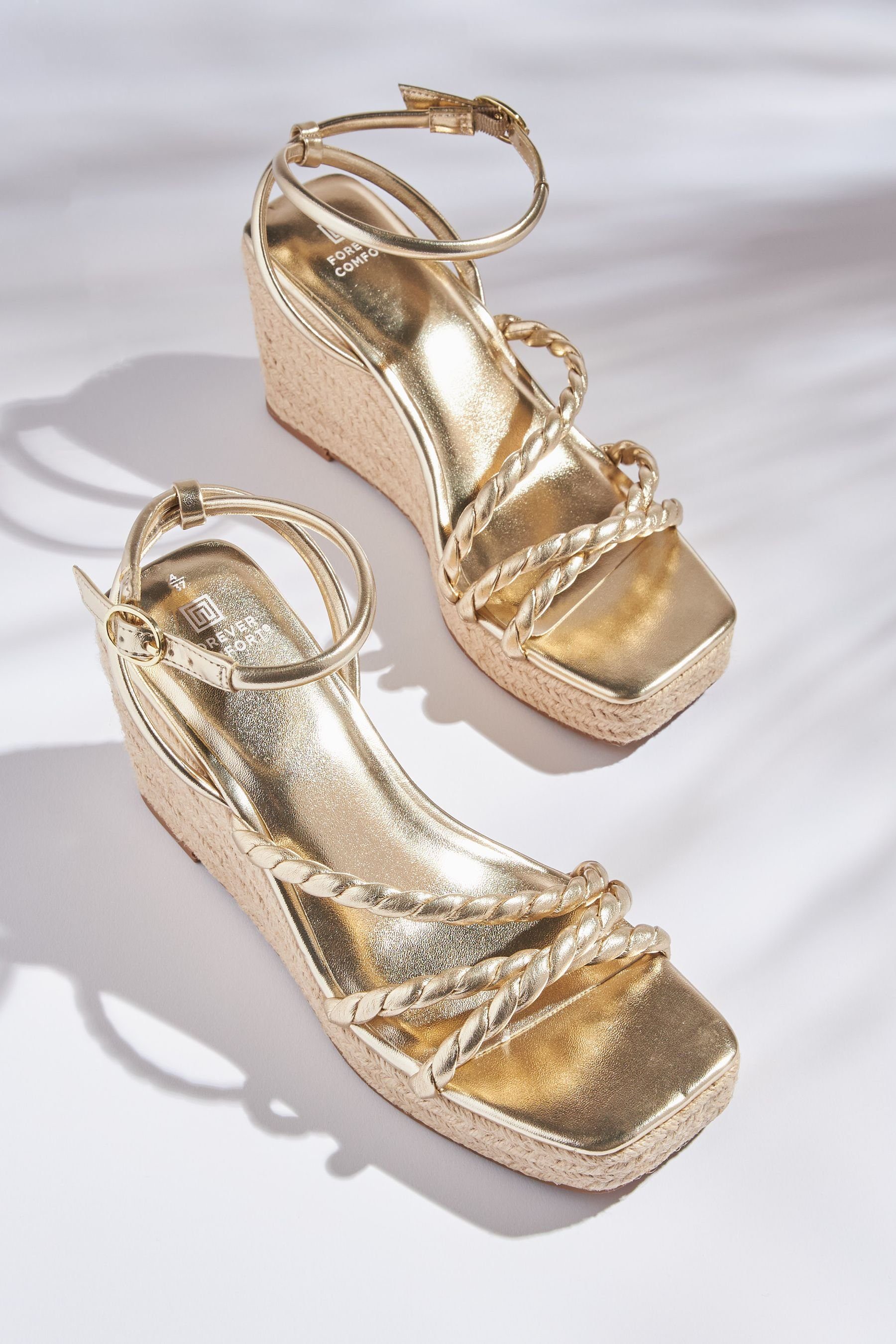 (1-tlg) Keilsandalette Next Forever Keilabsatzsandale Eckige Comfort® Gold