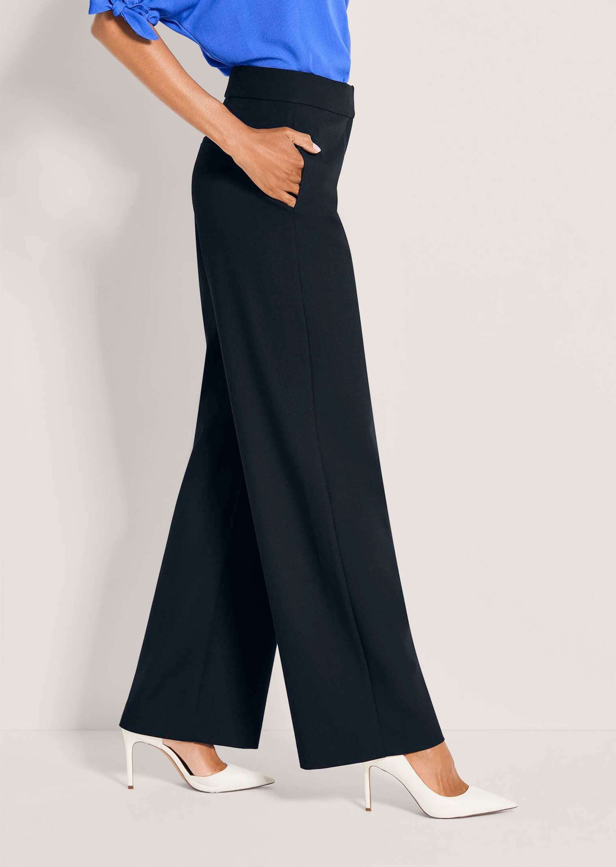 MADELEINE Bügelfaltenhose Kurzgröße: Sommerhose mit Formbund Jerseyhose mit Hakenverschluss, Nahttaschen und Knöchellänge