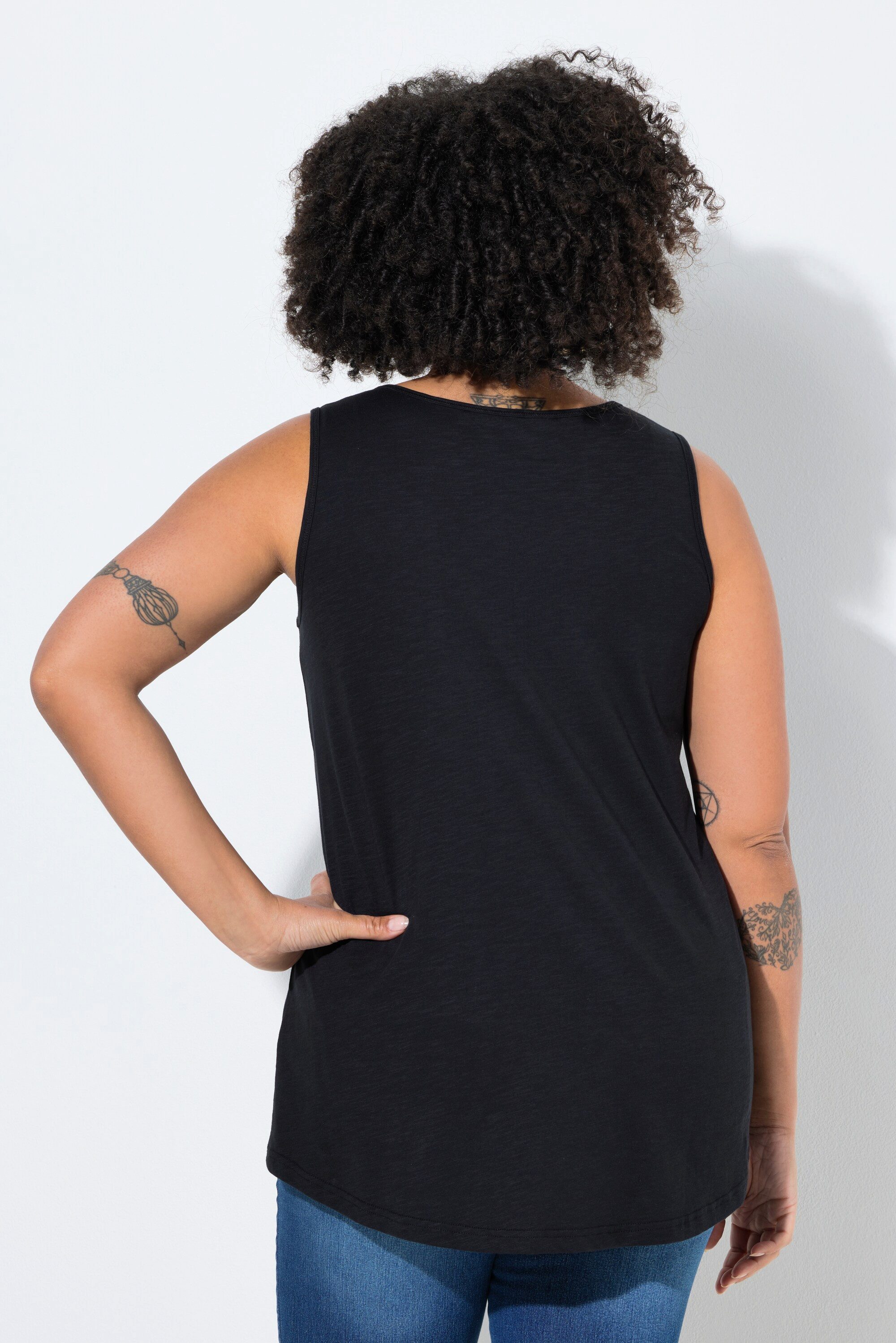 Angel of Style Longtop Jersey-Top A-Linie Flammjersey Knopfleiste