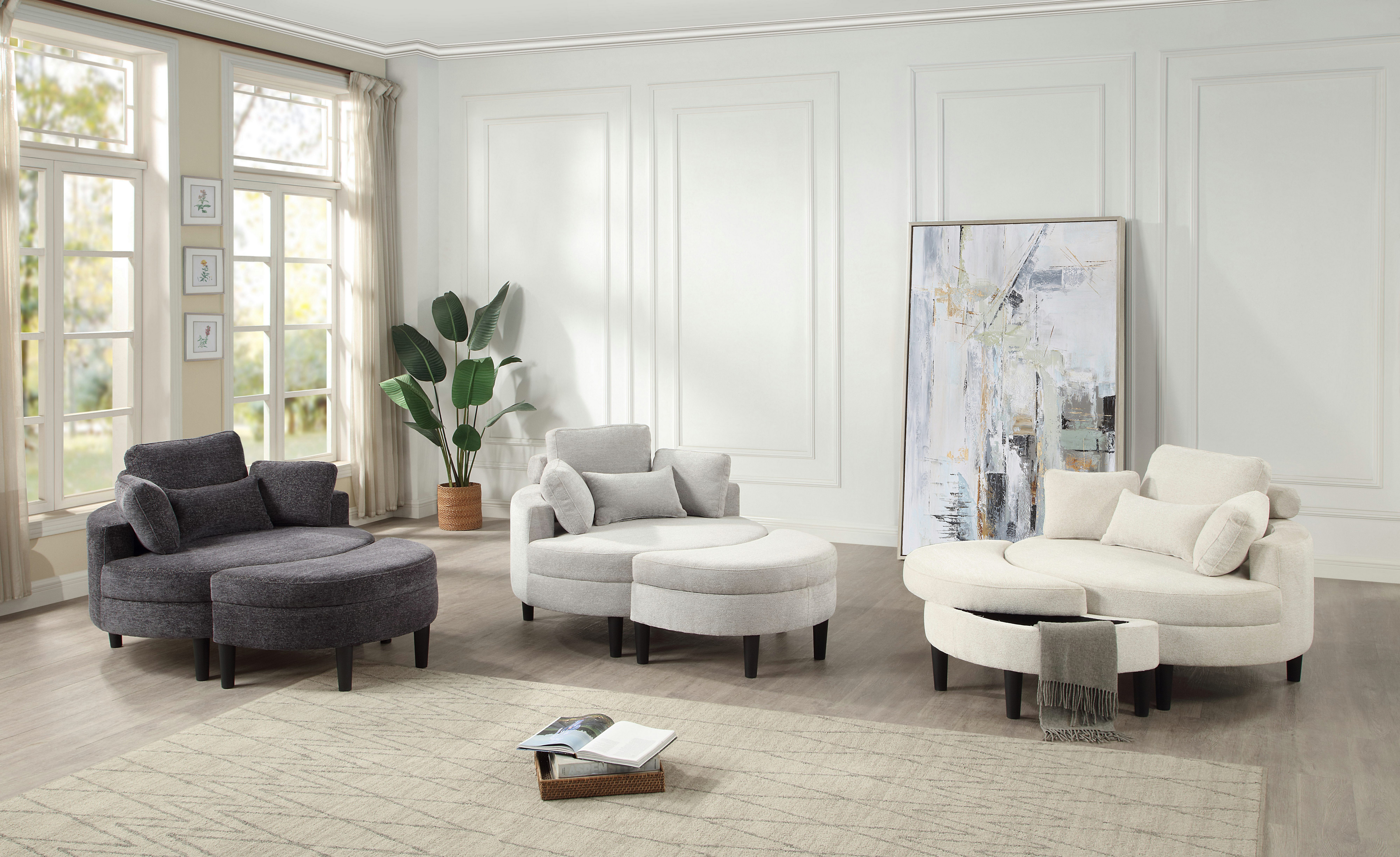 ATLANTIC home collection Loveseat Ravi Sessel, B: 114 cm, Sitzhöhe: 42 cm, XXL- Sessel, mit Stauraumhocker, Rückenstütze & 4 Zierkissen