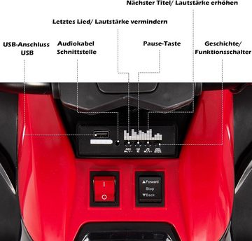 KOMFOTTEU Elektro-Kinderquad, mit LED-Scheinwerfer & Rücklicht, Musik, Bremse, für Kinder ab 3