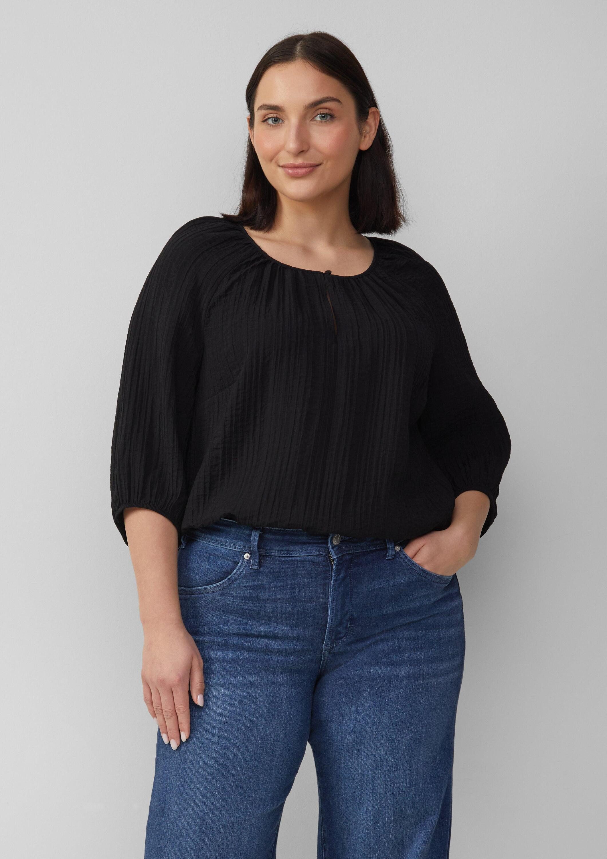 s.Oliver Kurzarmbluse Bluse Strukturierte Relaxed-Fit-Bluse mit günstig online kaufen