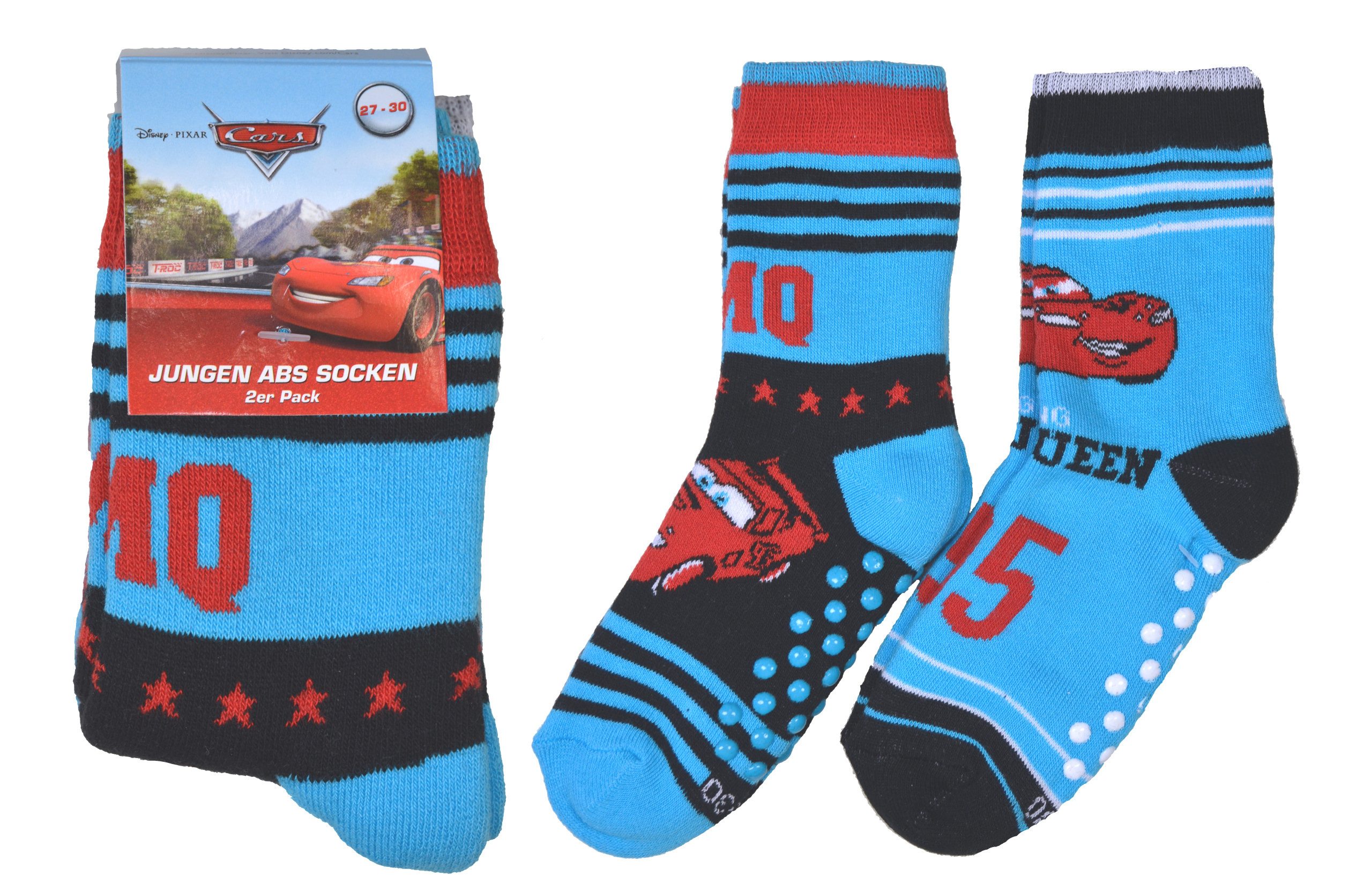 Disney Cars ABS-Socken Cars ABS Anti Rutsch Socken Jungen Socken mit Noppen Lightning McQueen (2-Paar) schön warm, rutschfest, ABS Noppen