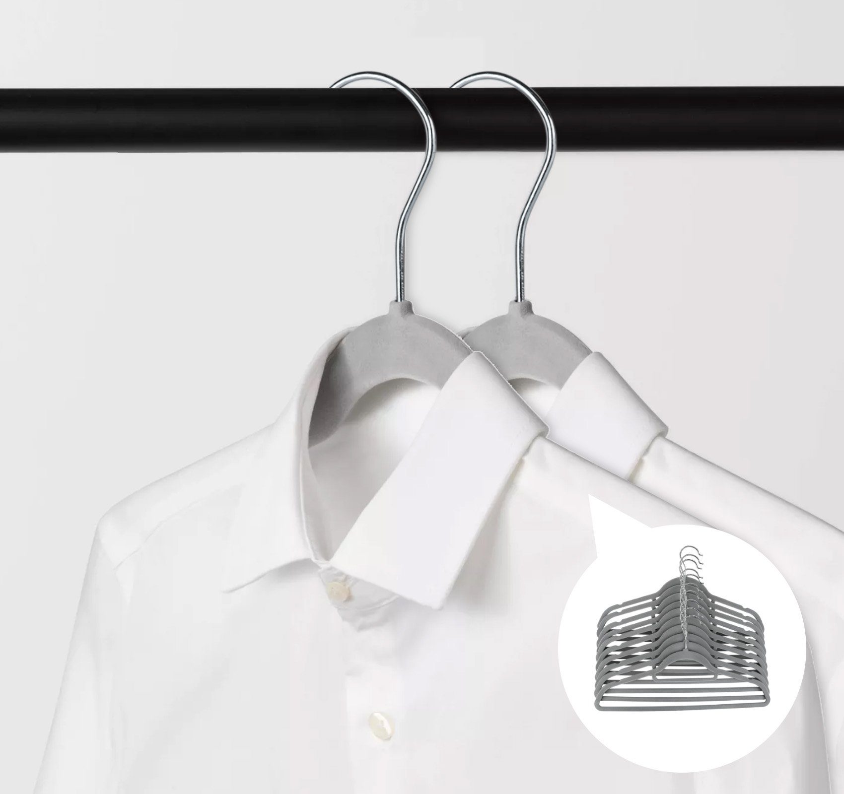 Antirutsch (Set, Anzugbügel Drehbarer Oberfläche Jackenbügel Samt 10-tlg), mit Grau Homewit Kleiderbügel Einkerbungen Rutschfester und Haken, mit Kleiderbügel