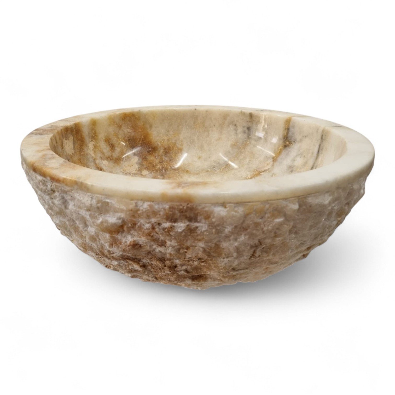 Kinaree Aufsatzwaschbecken Handwaschbecken Onyx Marmor Bruchstein, handgefertigt in Indonesien