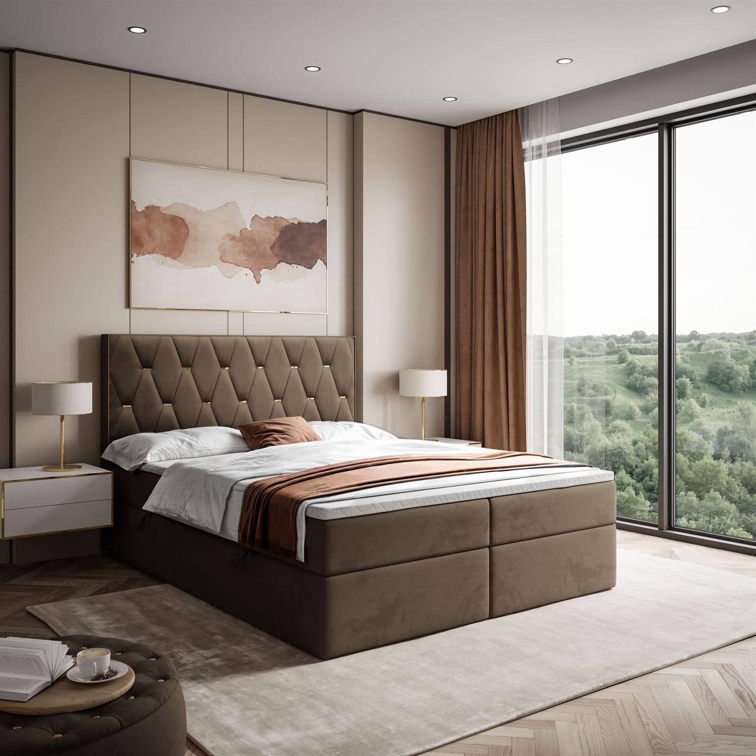 Lookway Boxspringbett IZOLDA mit Bettkasten und Topper (Boxspringbett mit Topper), mit Bettkasten und Topper