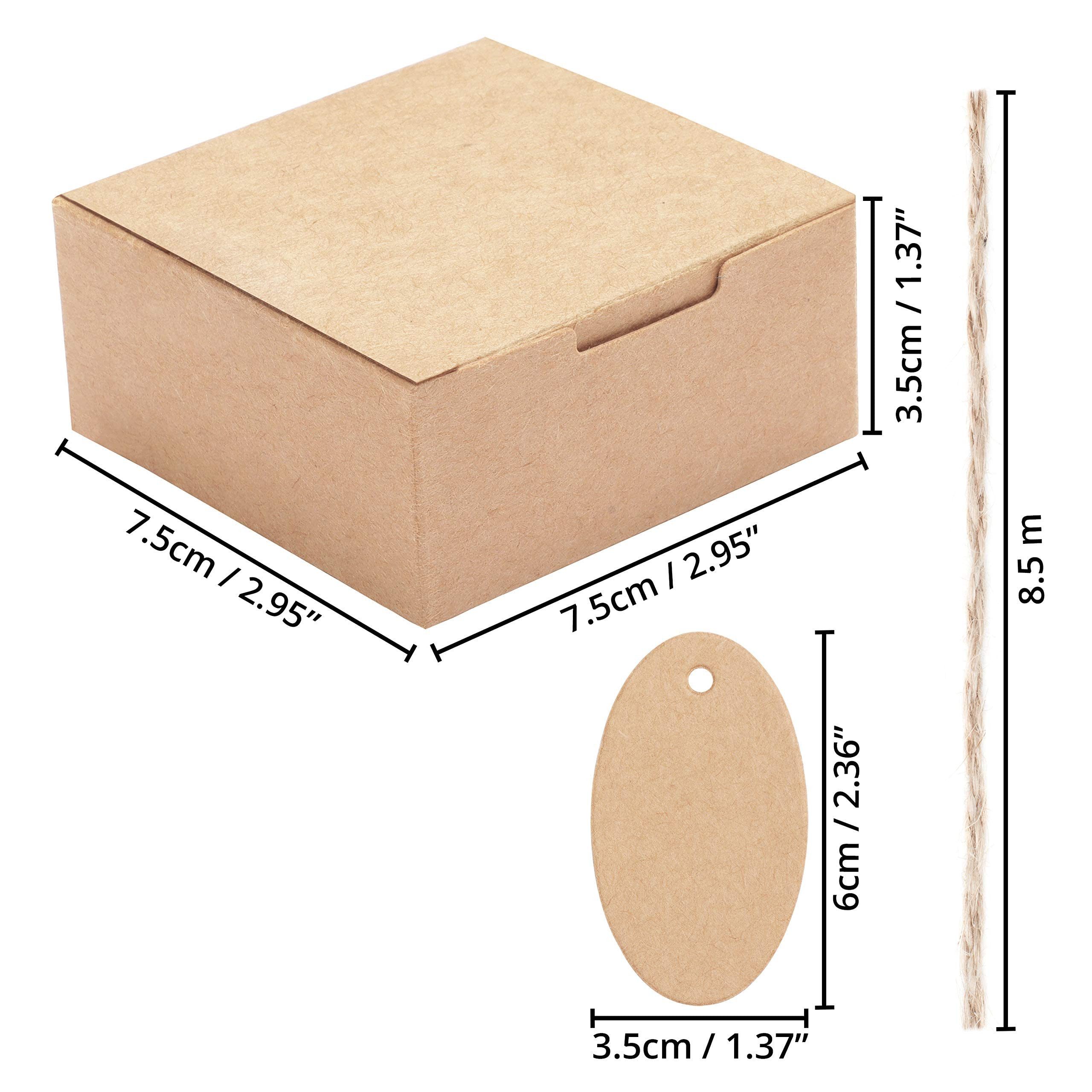 Thumbnail - Belle Vous Geschenkbox Braun Kraft Geschenkboxen mit Deckel (50er Pack) - 7,5 x 7,5 x 3,5 cm (50 St)