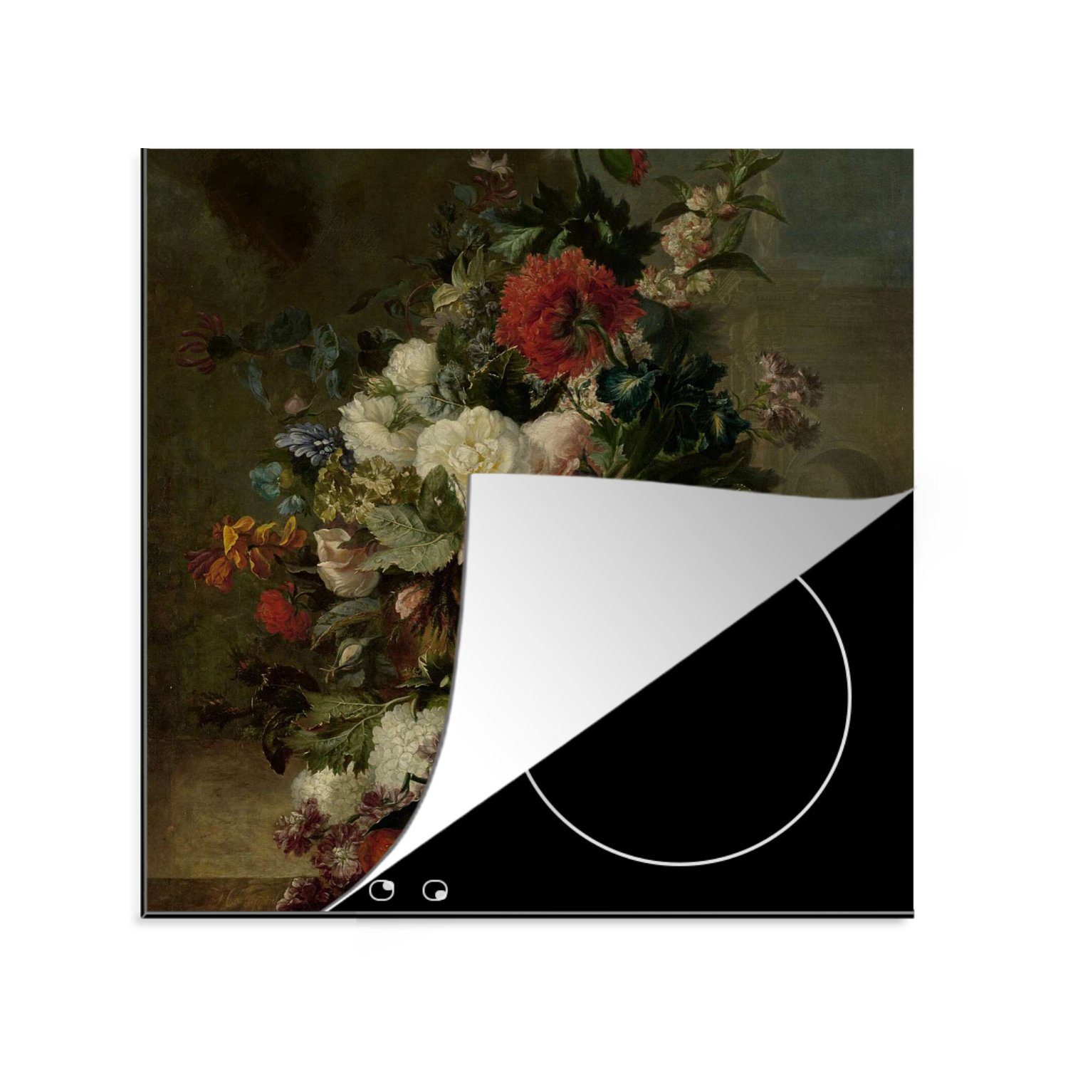 MuchoWow Herdblende-/Abdeckplatte Stilleben mit Blumen - Gemälde von Harmanus Uppink, Vinyl, (1 tlg), 78x78 cm, Ceranfeldabdeckung, Arbeitsplatte für küche