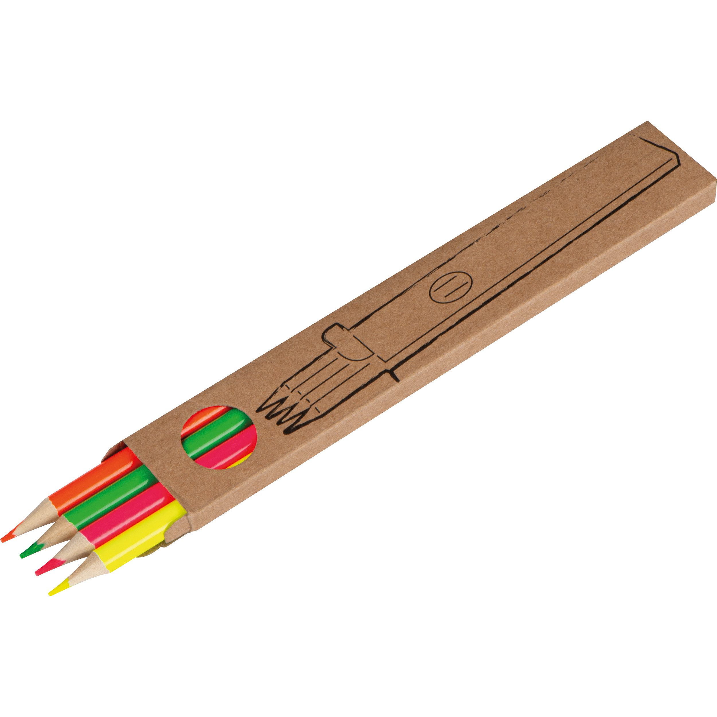 Buntstift 4 Neon Buntstifte - Textmarker / 4 Farben